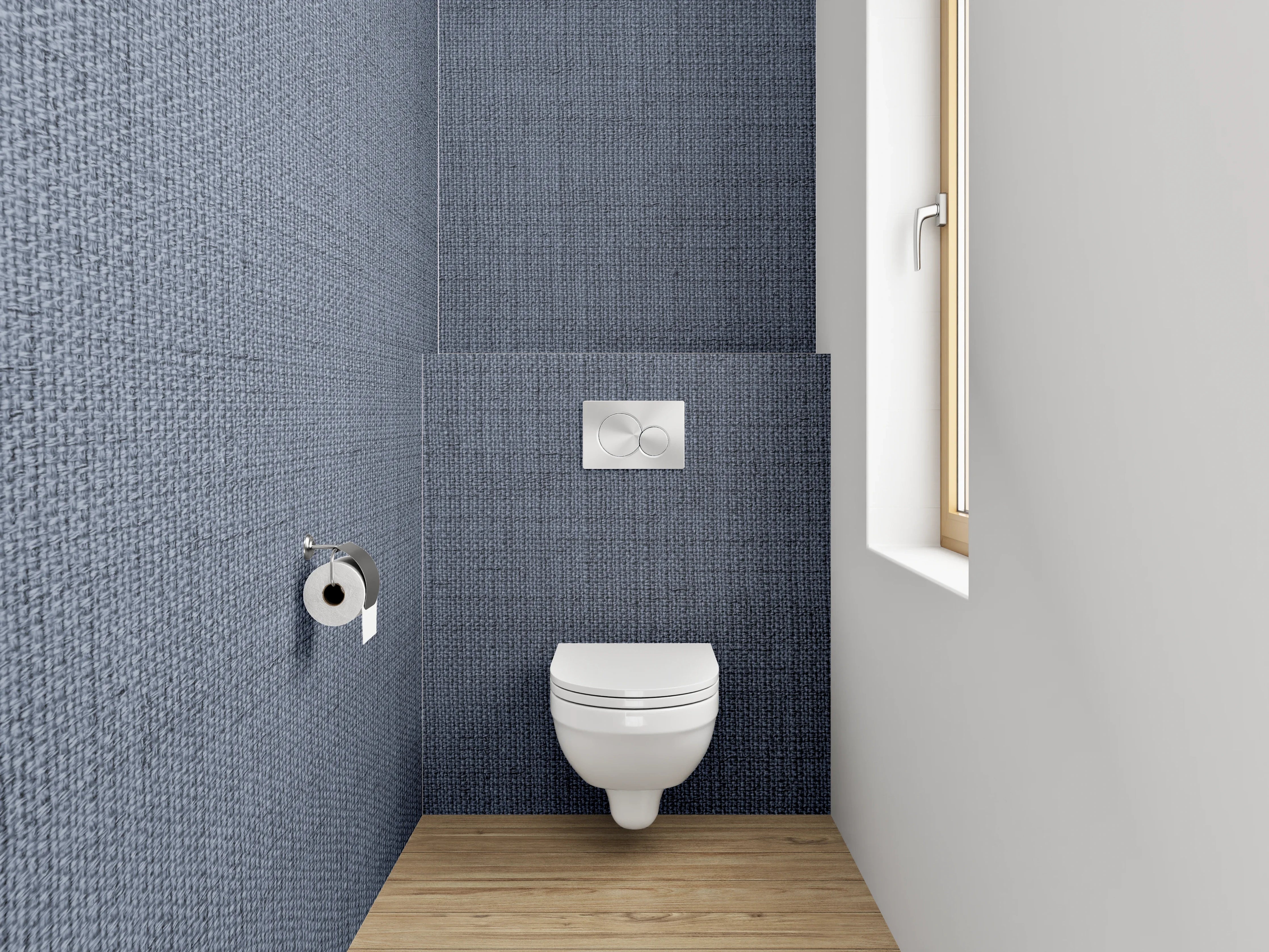 WC-Rückwand - Graue Stoffstruktur modern