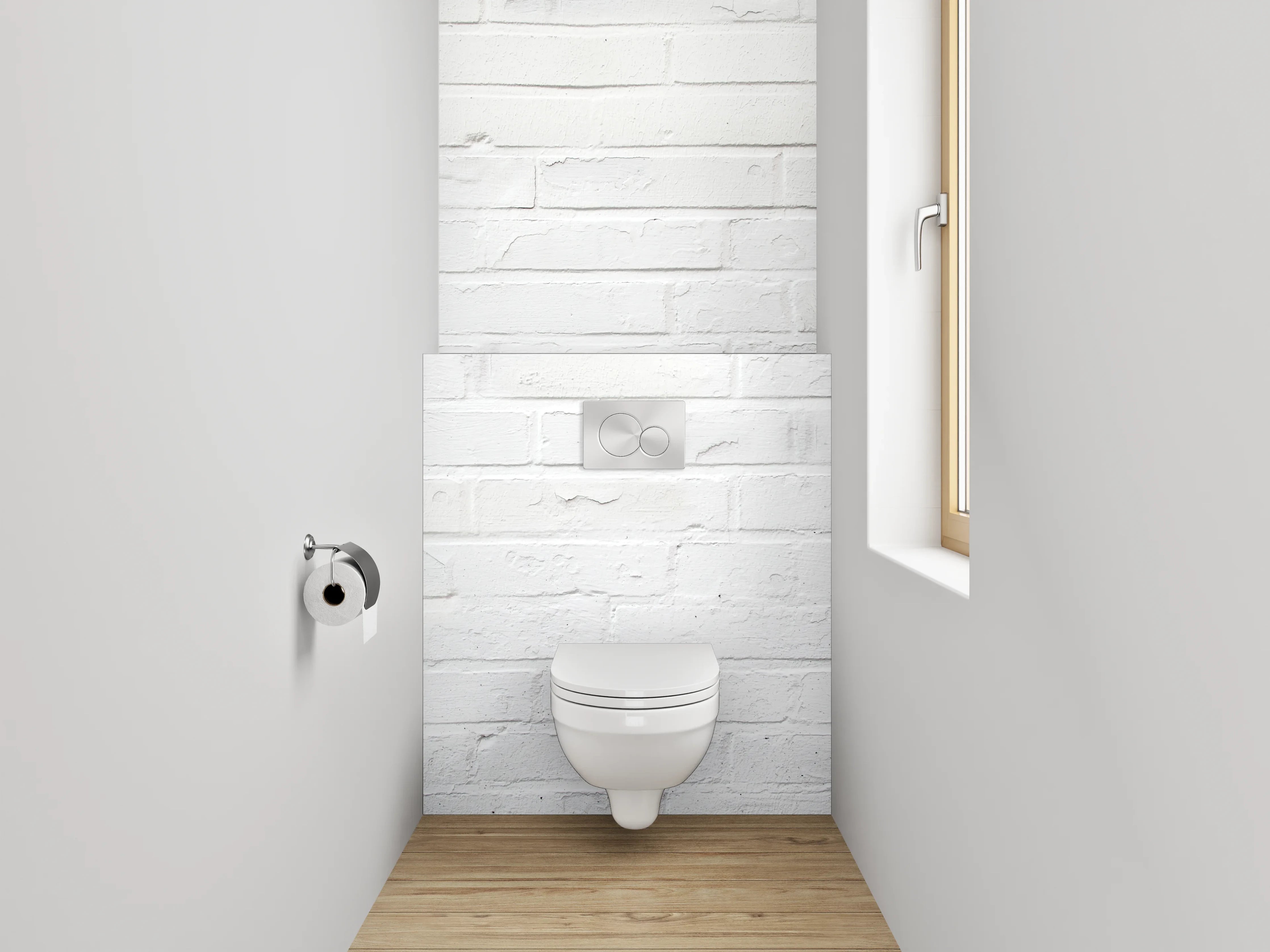 WC-Rückwand - Graue Ziegelstruktur