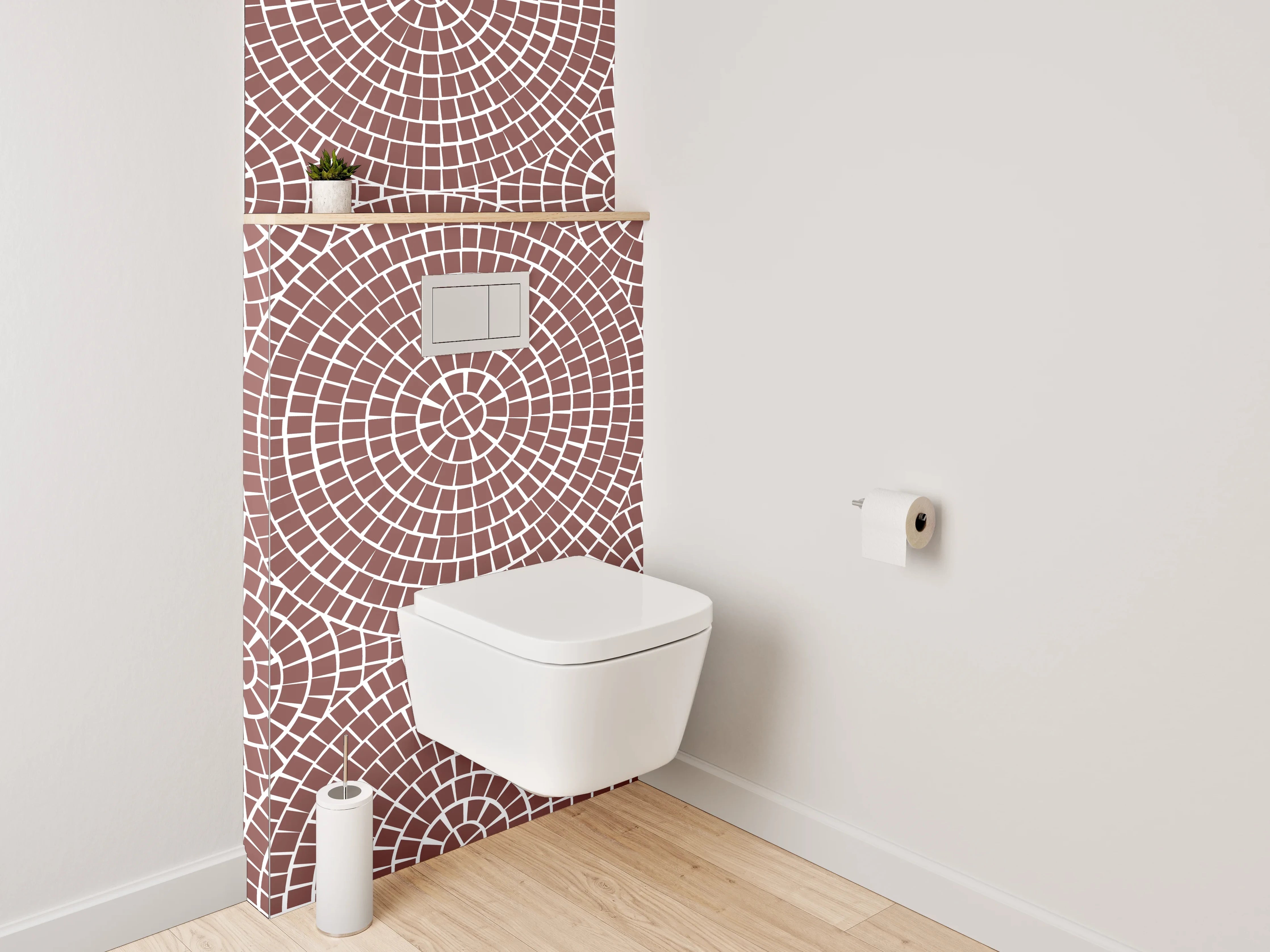 WC-Rückwand - Graue und Beigefarbene Geometrien