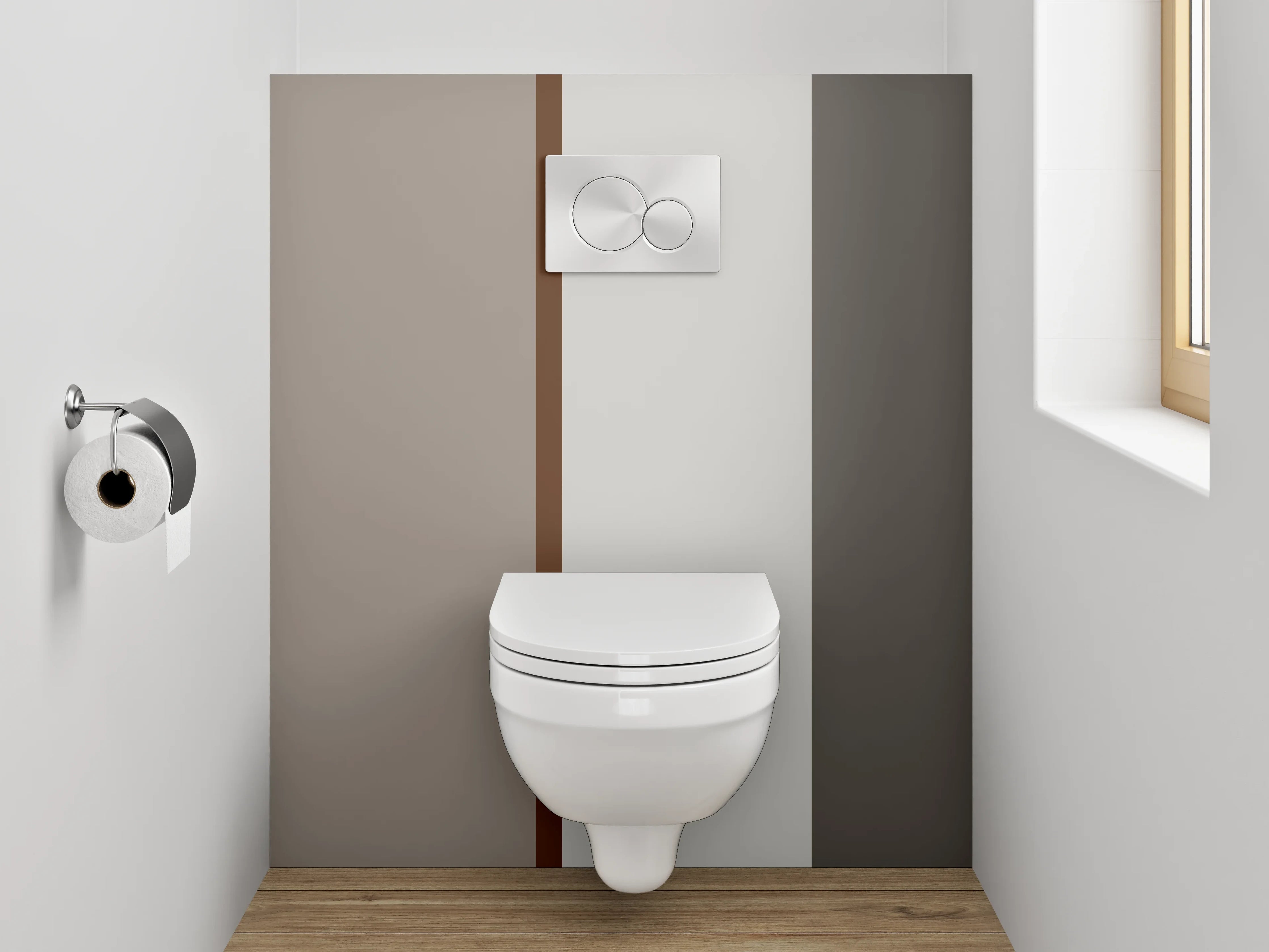 WC-Rückwand - Graue und Braune Farbpalette im Detail