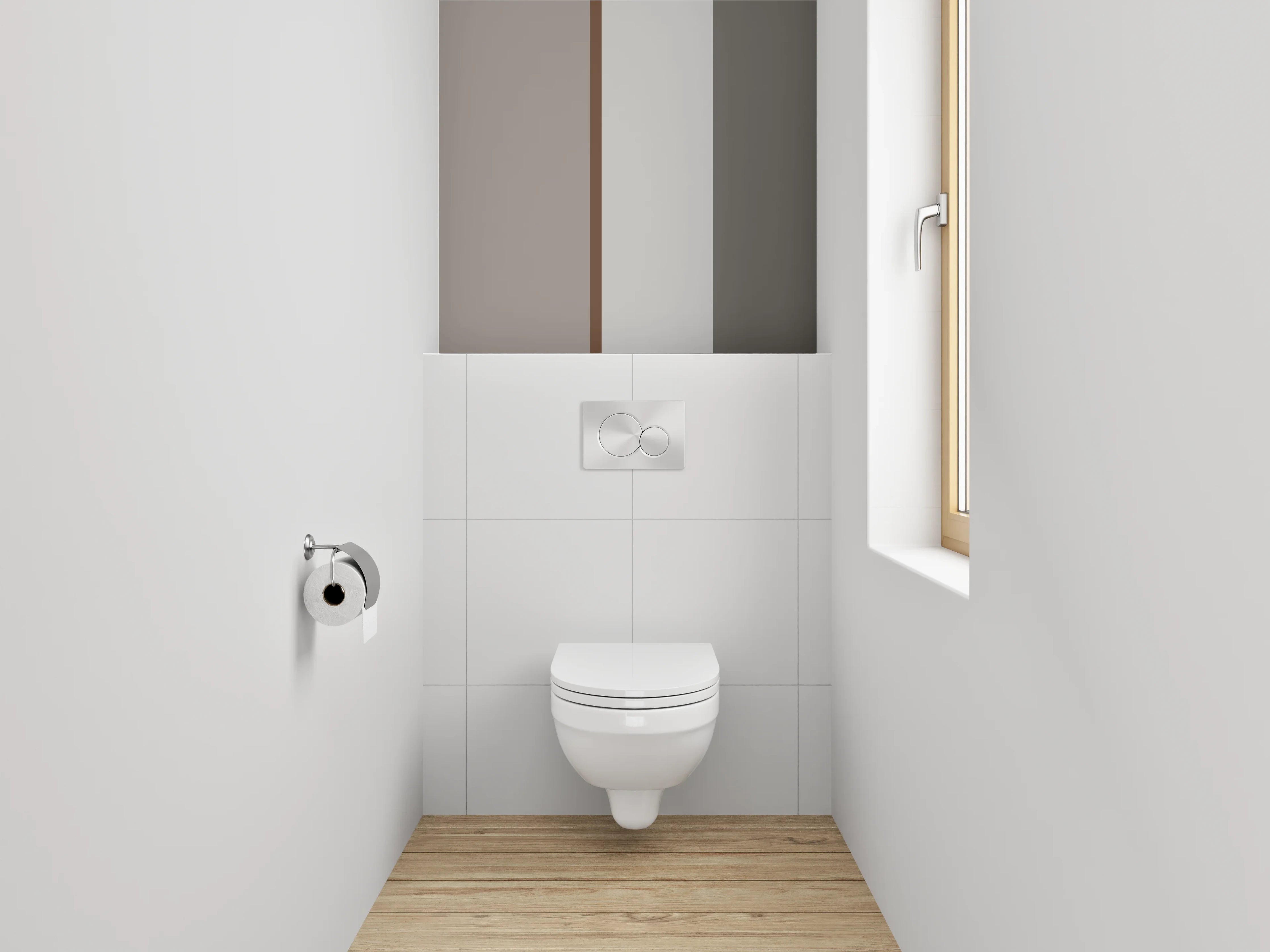 WC-Rückwand - Graue und Braune Farbpalette im Detail