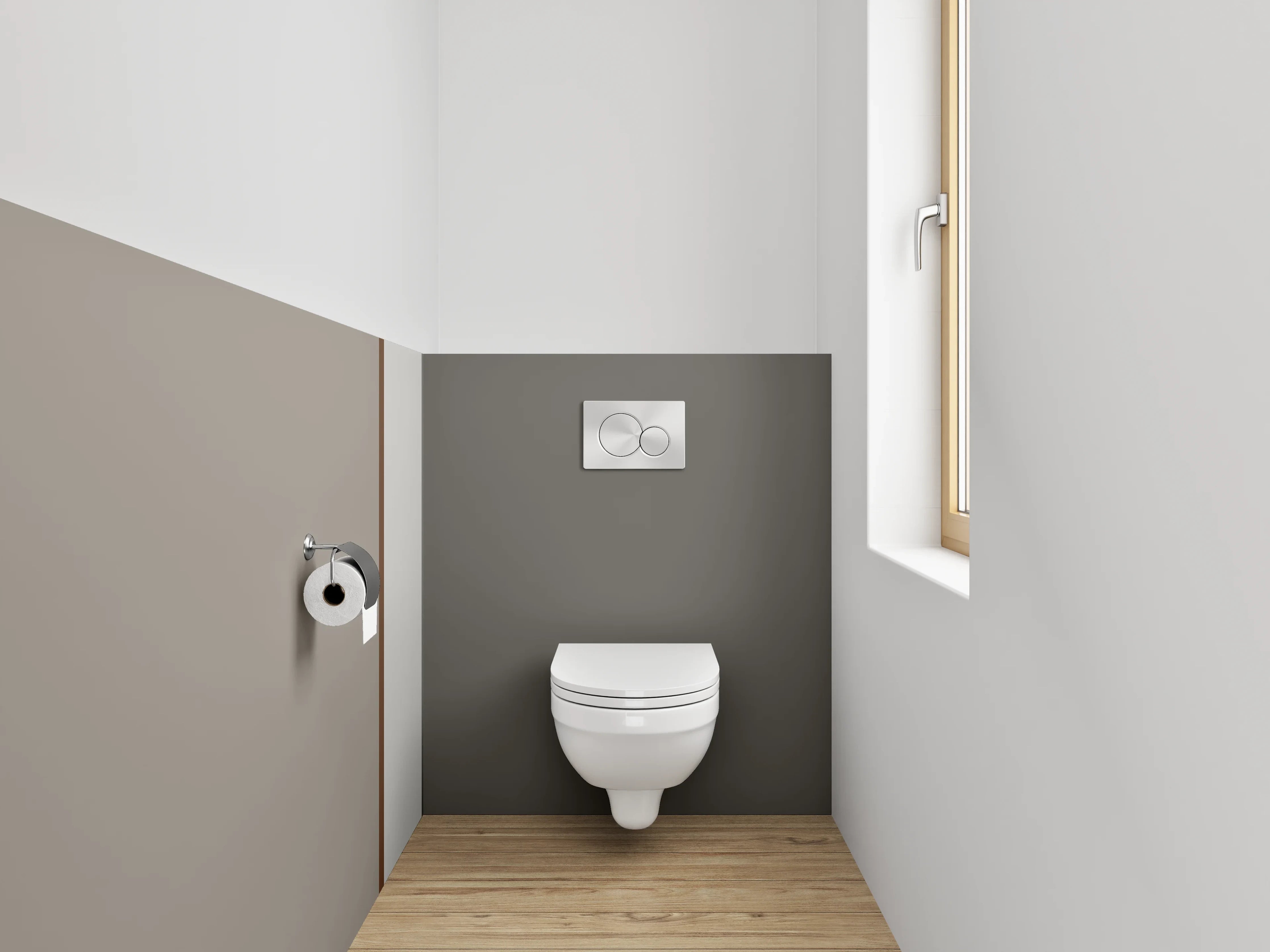 WC-Rückwand - Graue und Braune Farbpalette im Detail