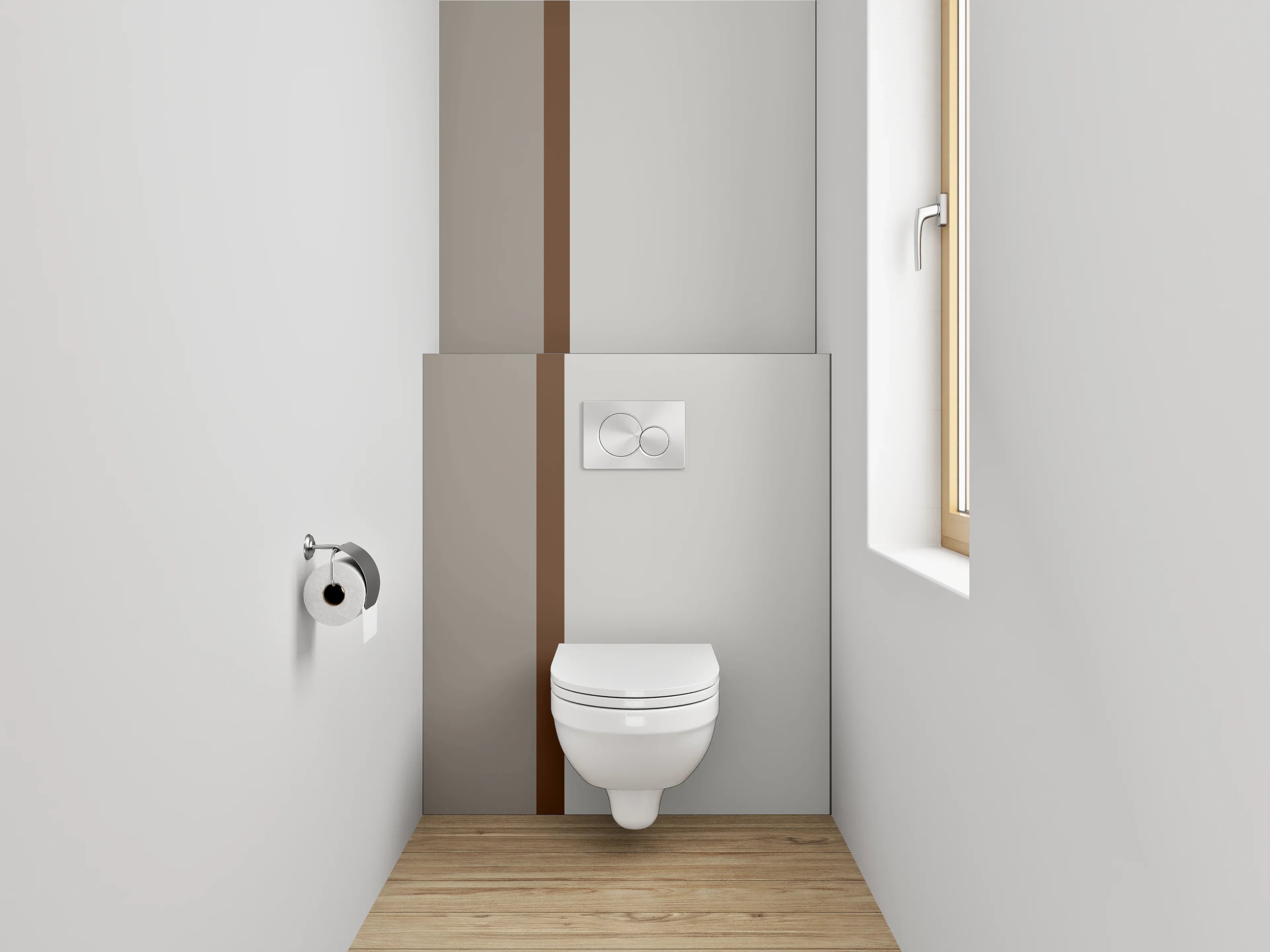 WC-Rückwand - Graue und Braune Farbpalette im Detail