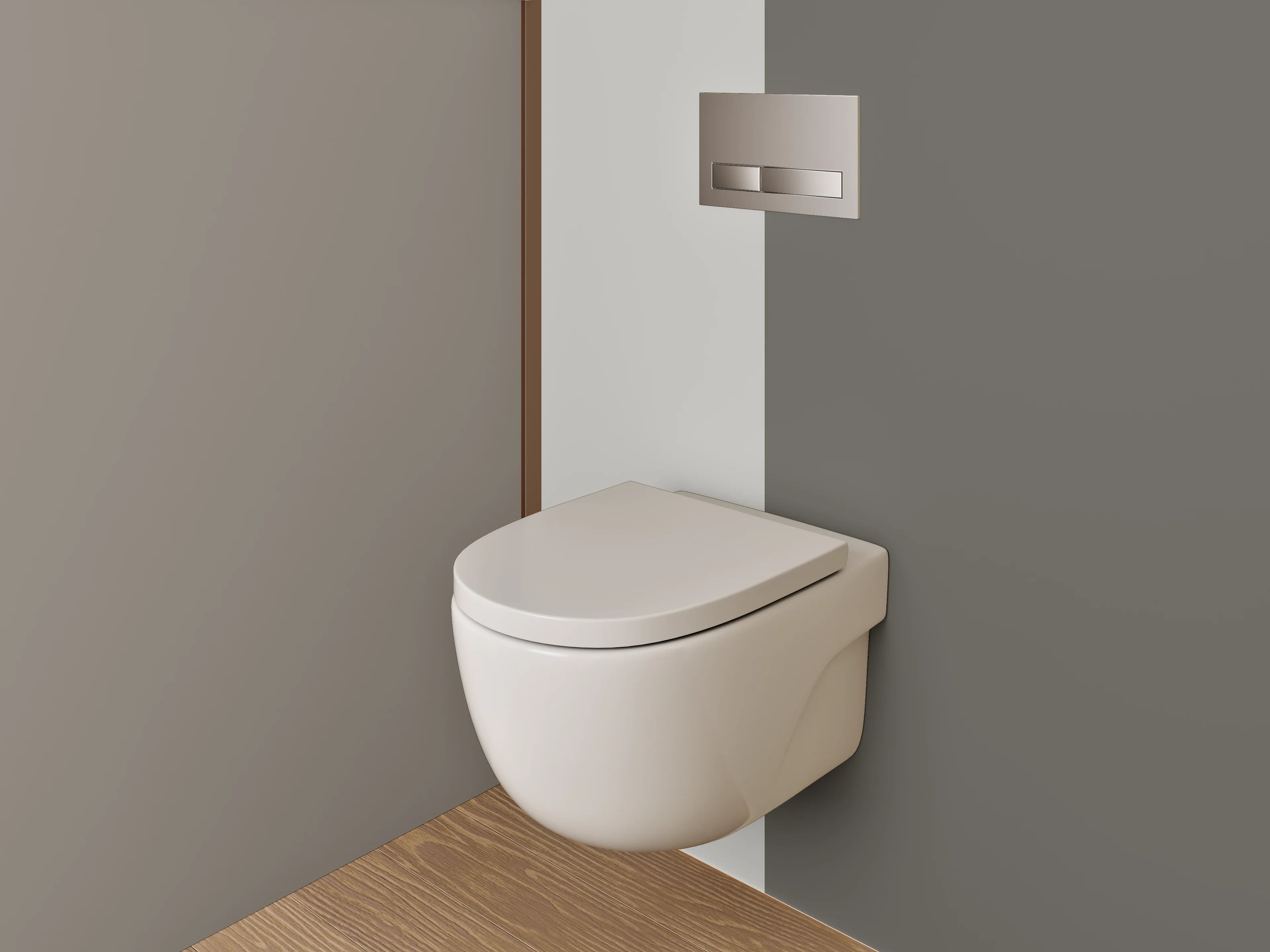 WC-Rückwand - Graue und Braune Farbpalette im Detail