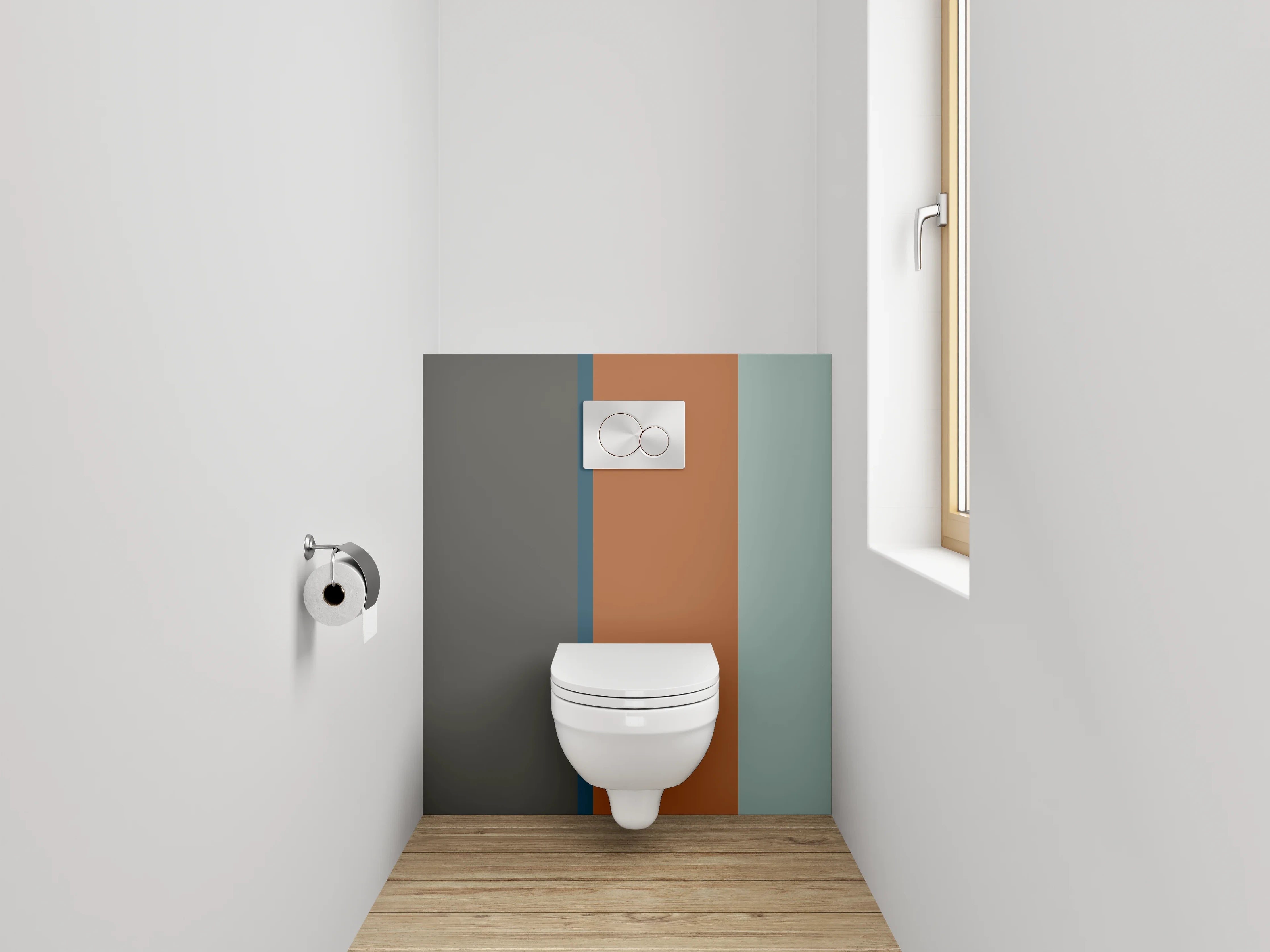 WC-Rückwand - Graue und bunte Streifen-Textur