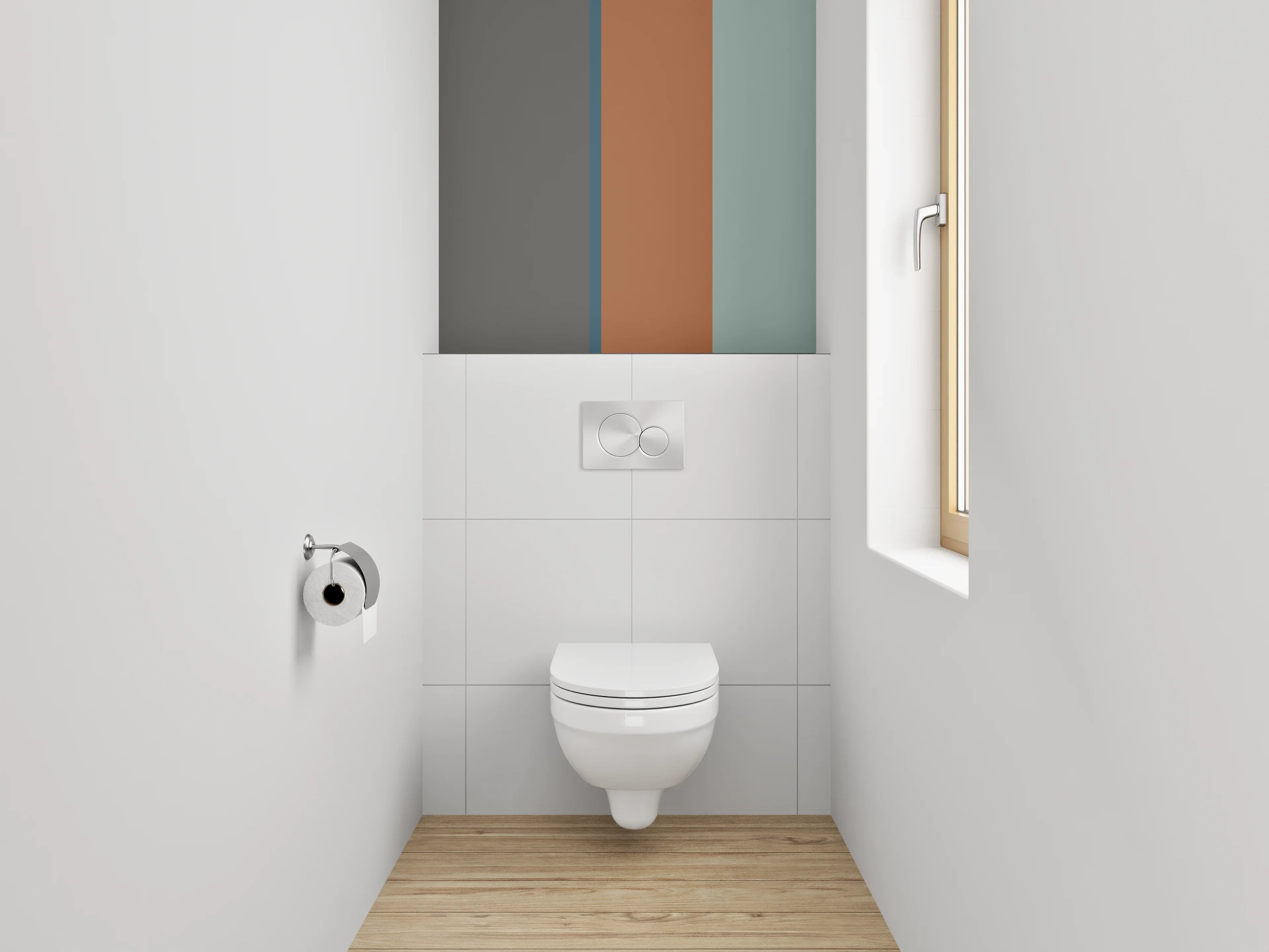 WC-Rückwand - Graue und bunte Streifen-Textur