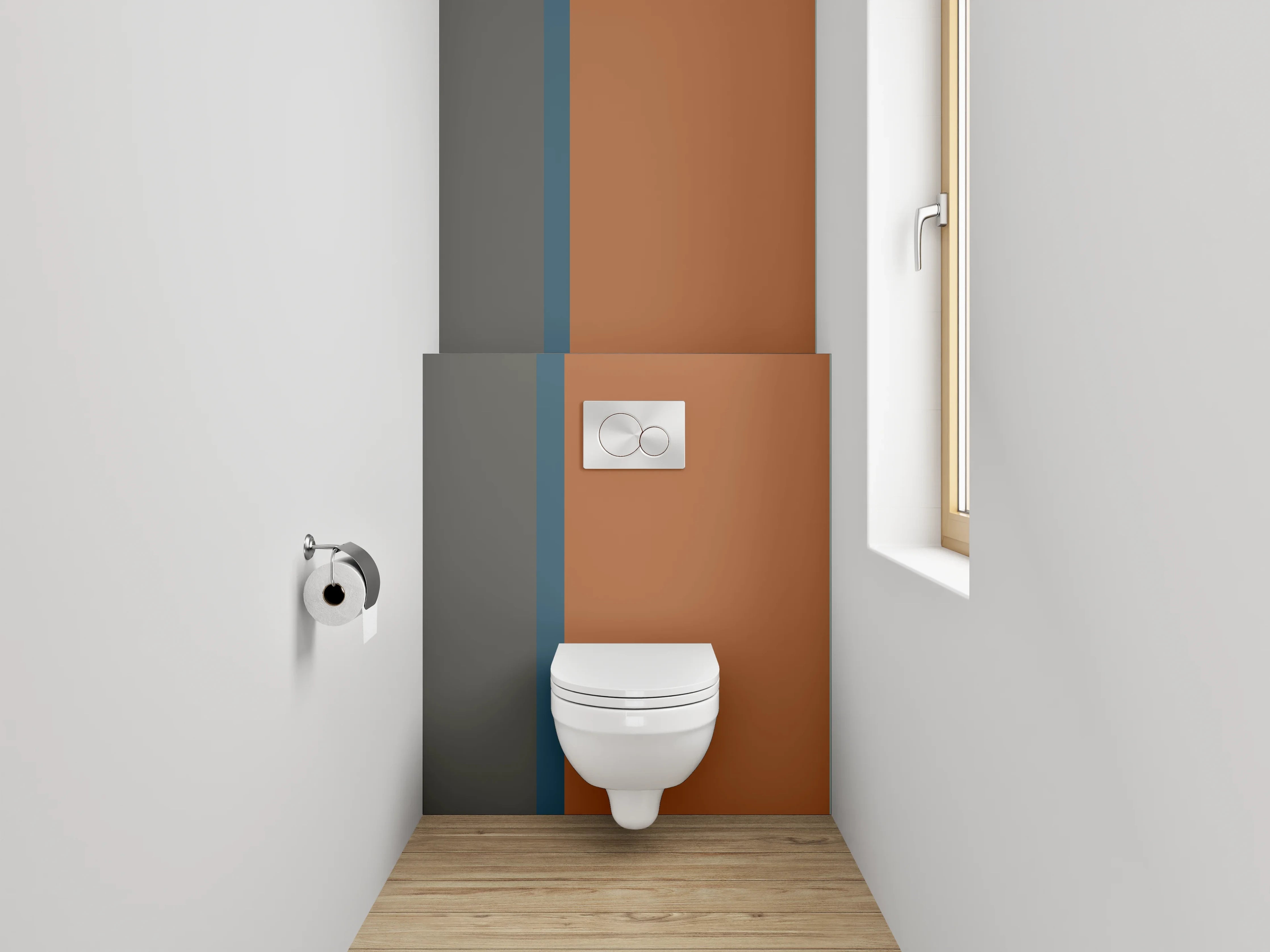 WC-Rückwand - Graue und bunte Streifen-Textur