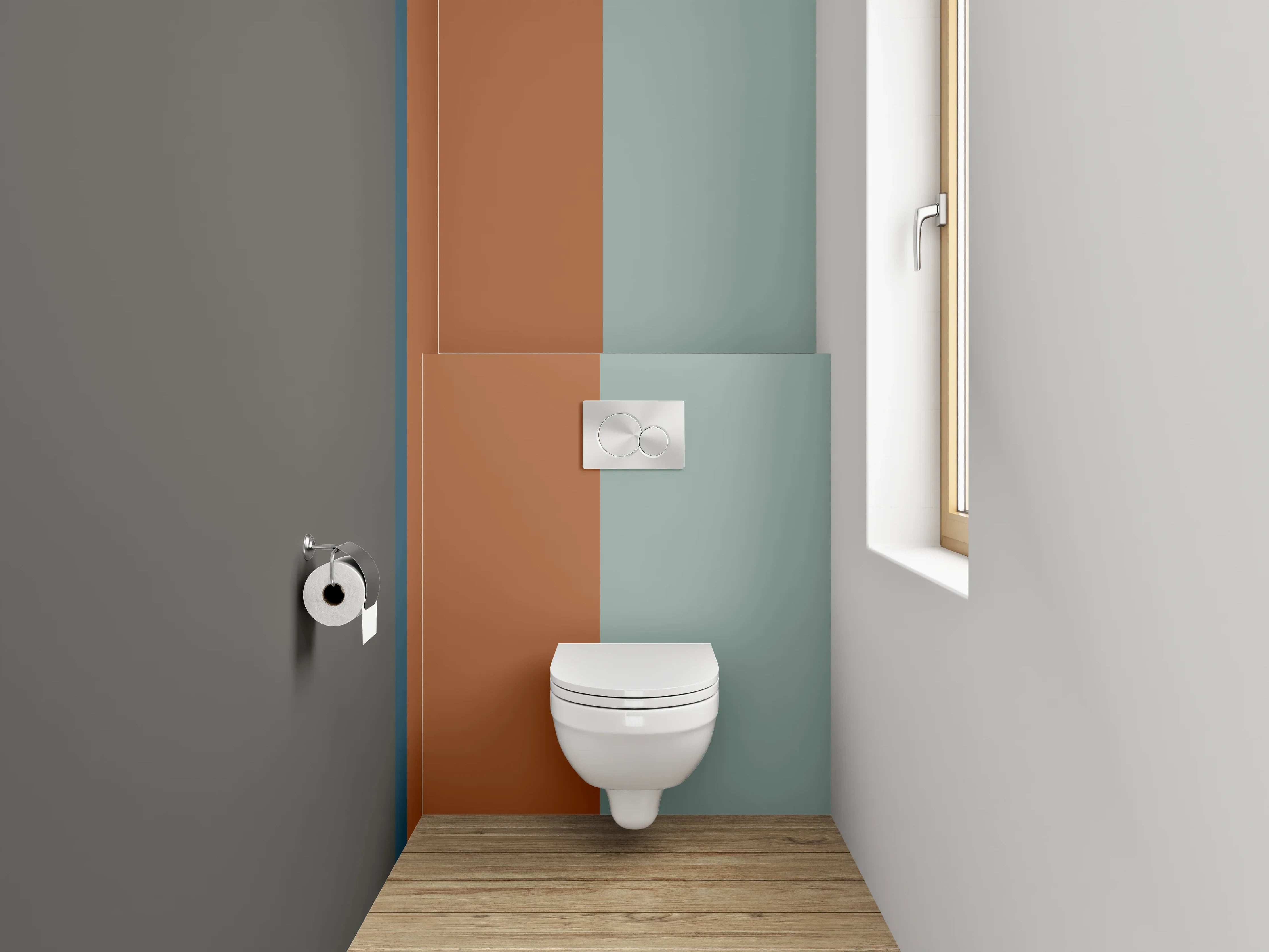 WC-Rückwand - Graue und bunte Streifen-Textur