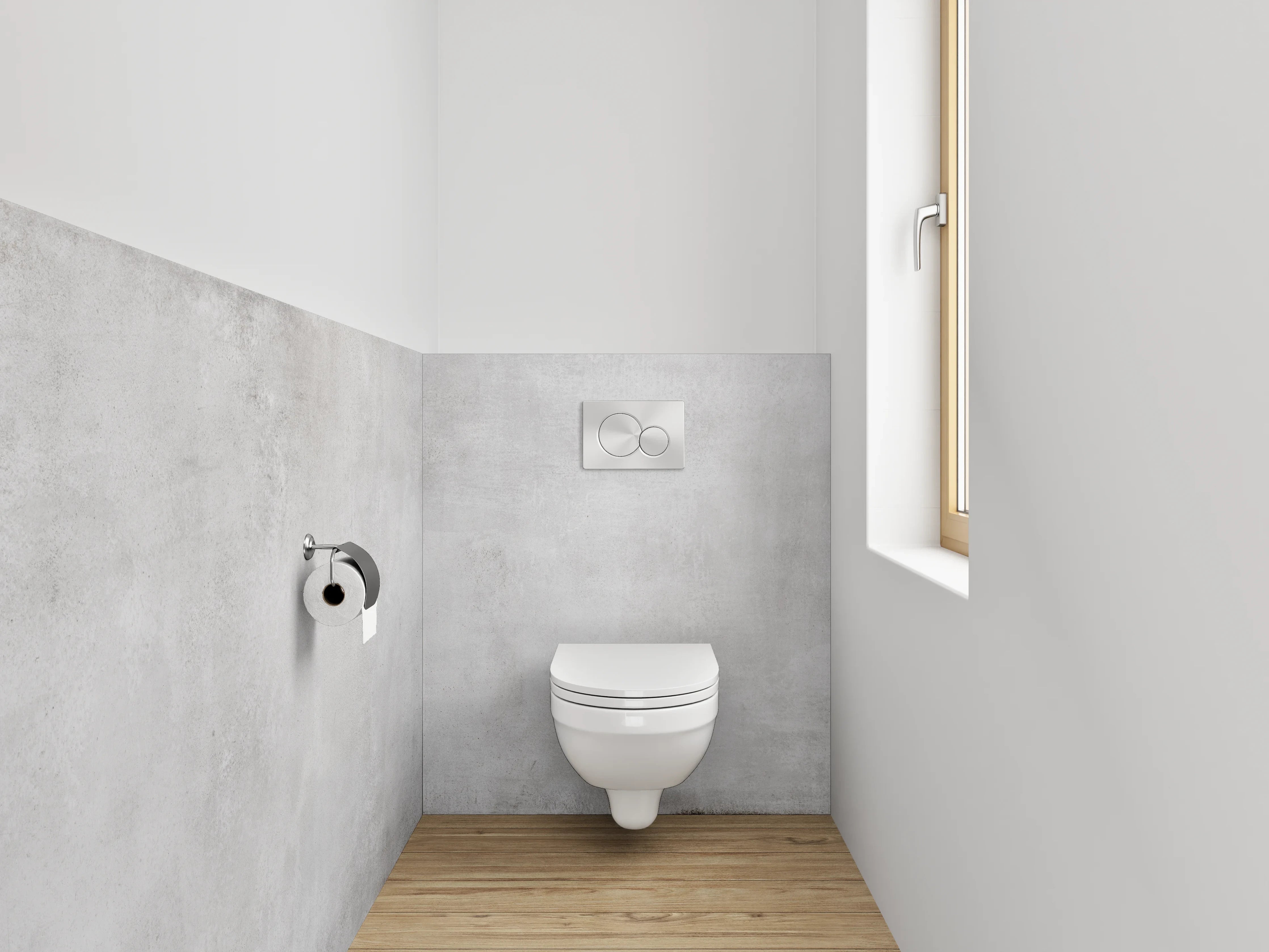 WC-Rückwand - Grauer Betonwand mit subtiler Textur