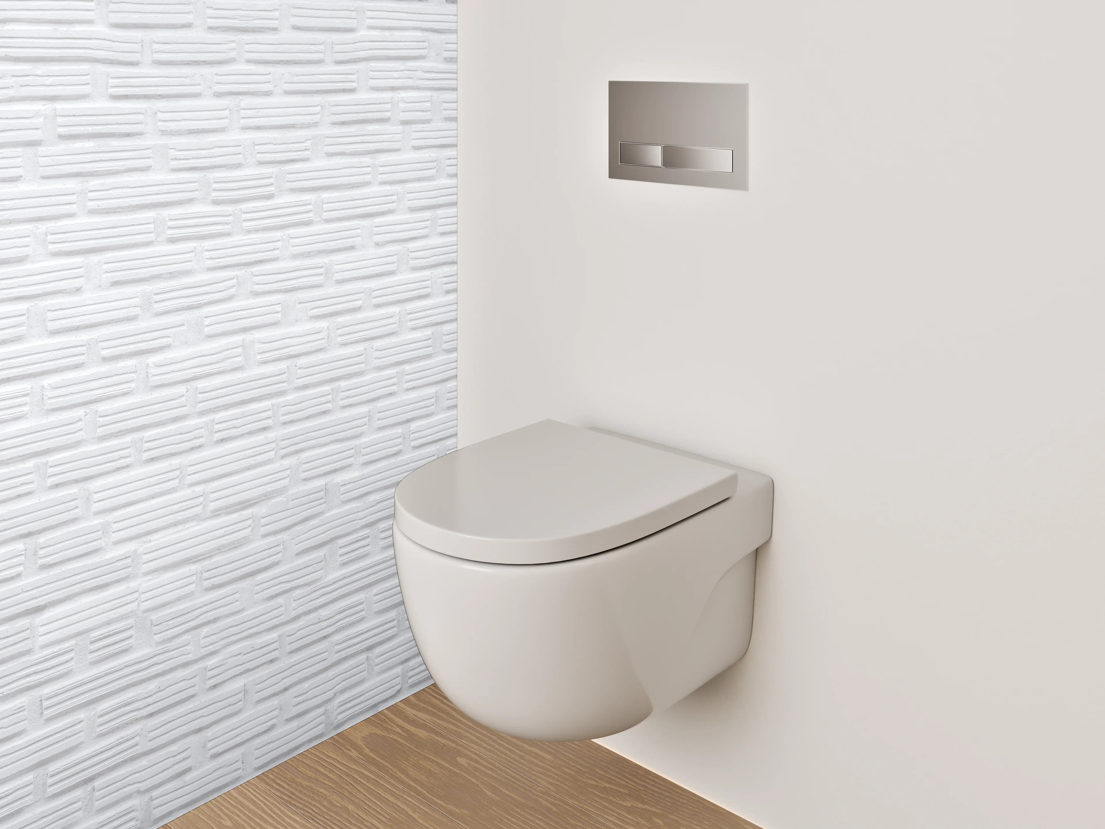 WC-Rückwand - Grauer Hauch an weißer Wand