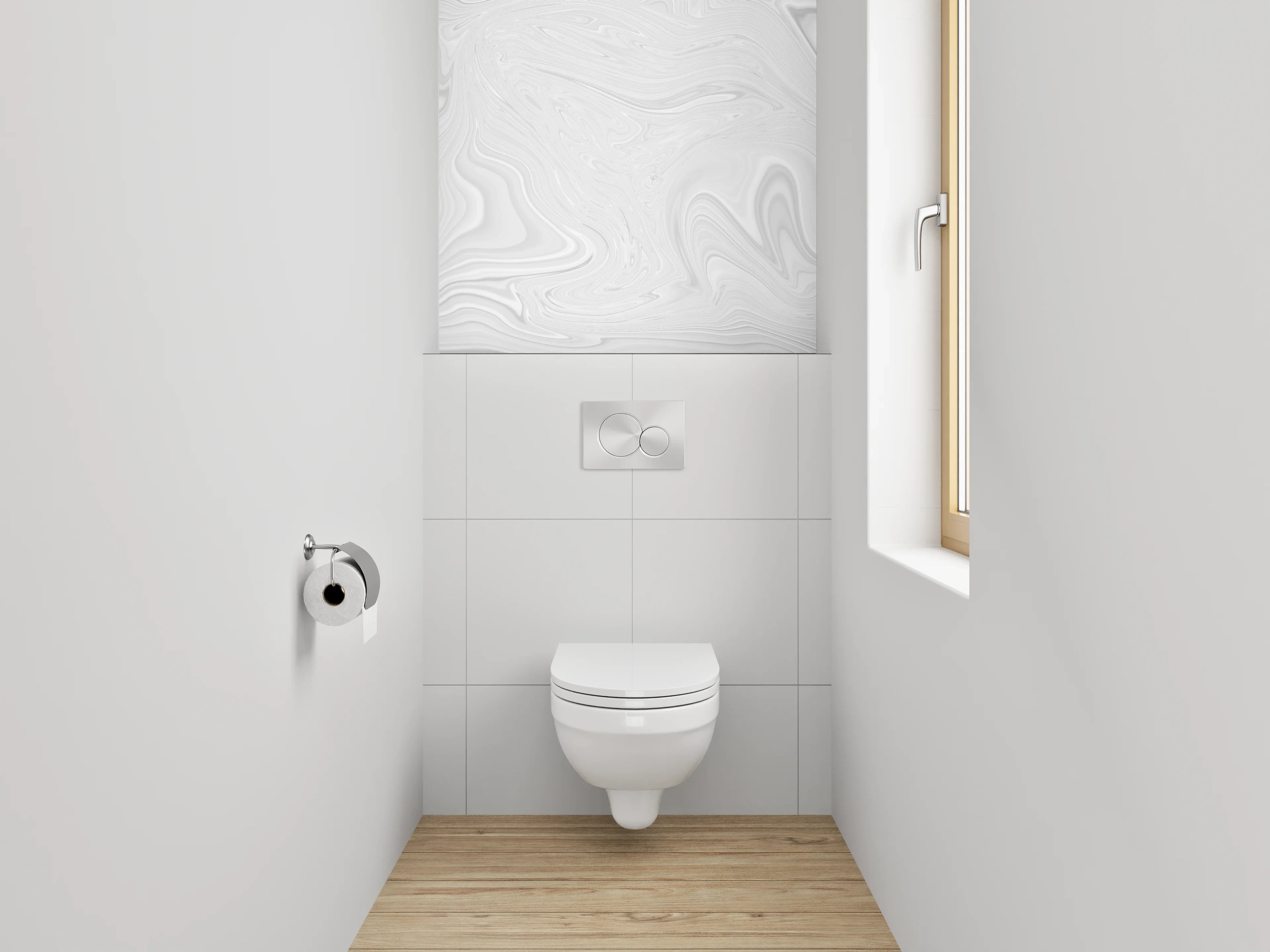 WC-Rückwand - Grauer Marmor-Feinschliff