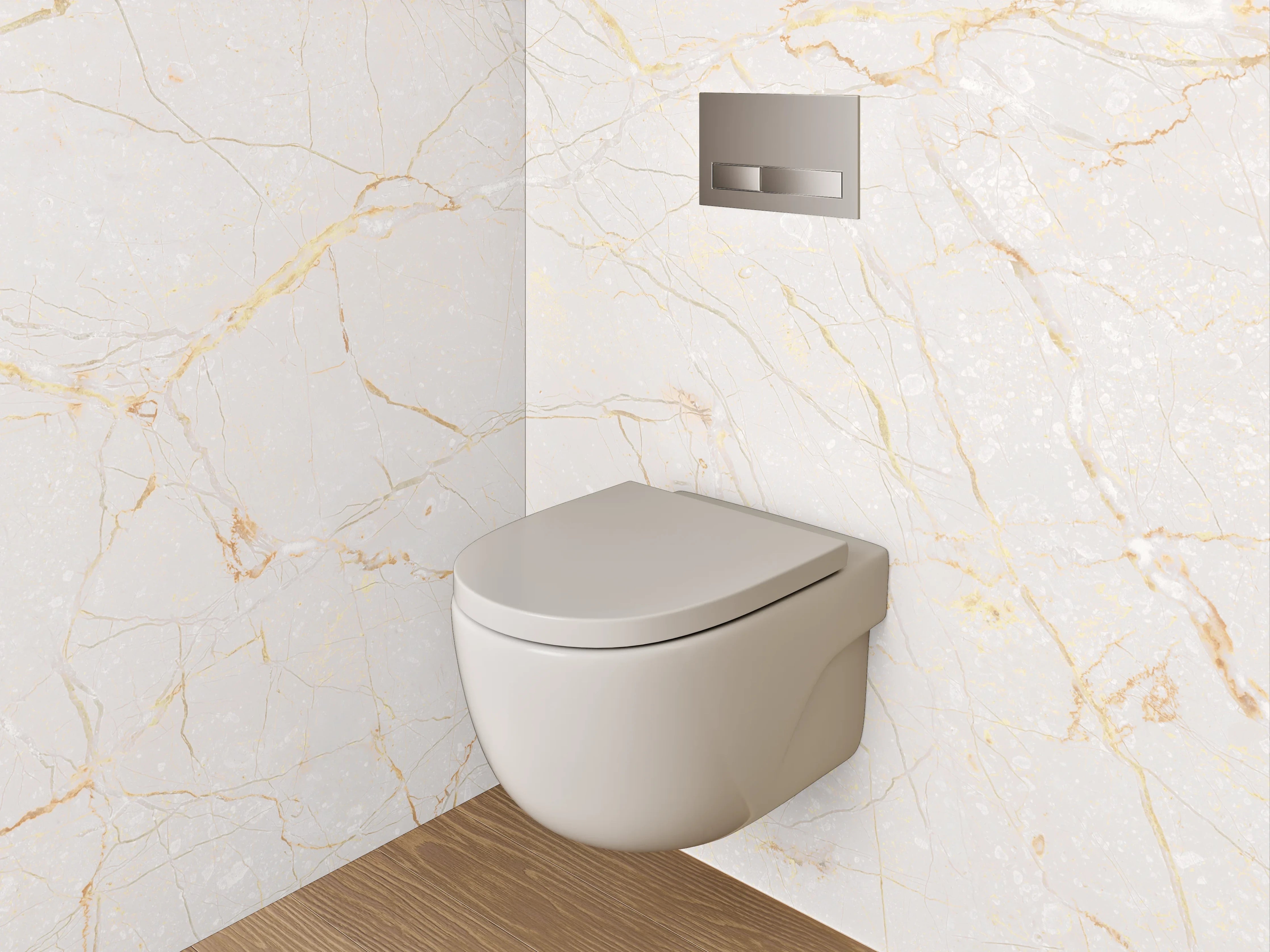 WC-Rückwand - Grauer Marmor mit goldenen Linien