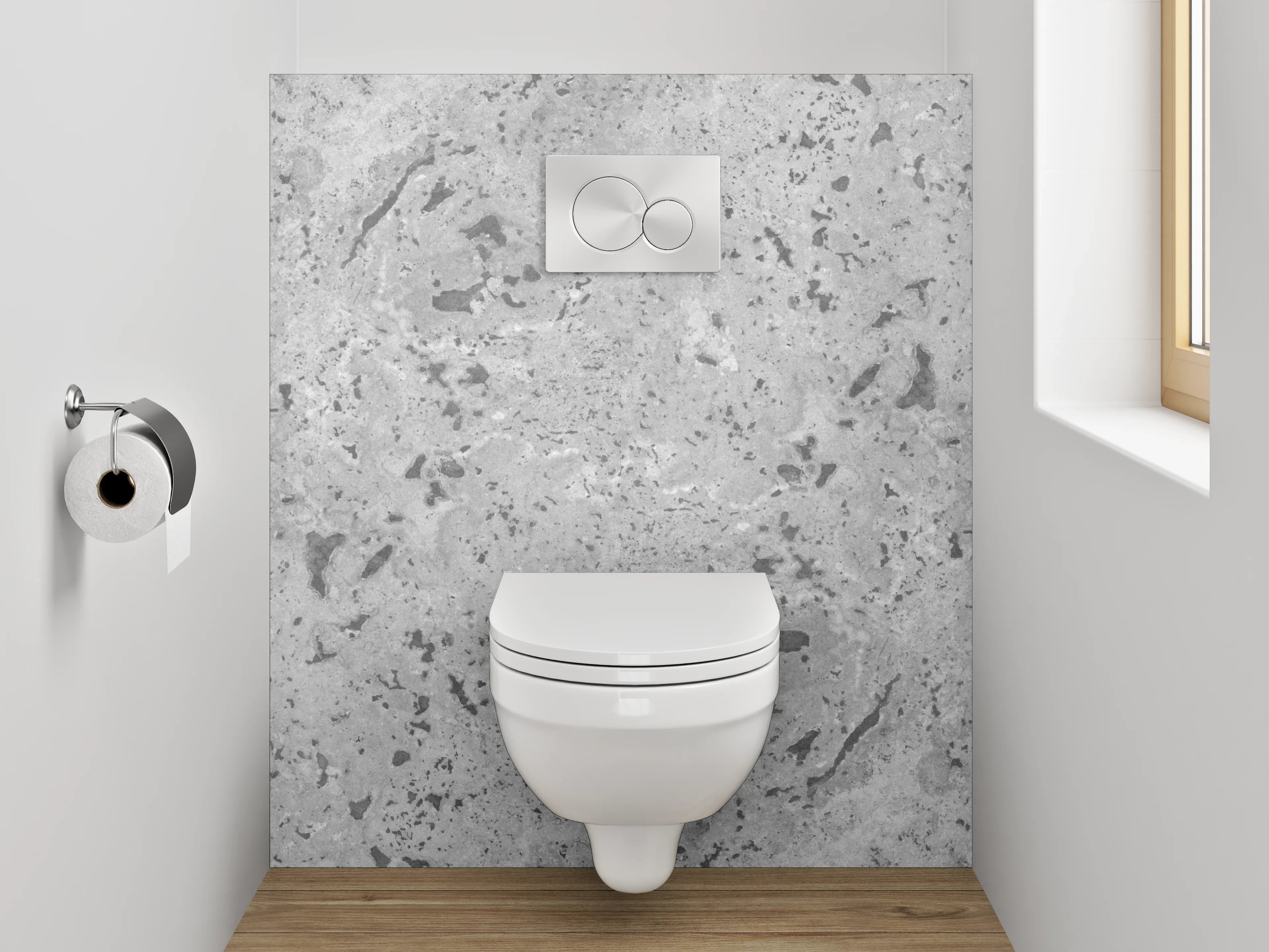 WC-Rückwand - Grauer Naturstein-Marmor im modernen Look