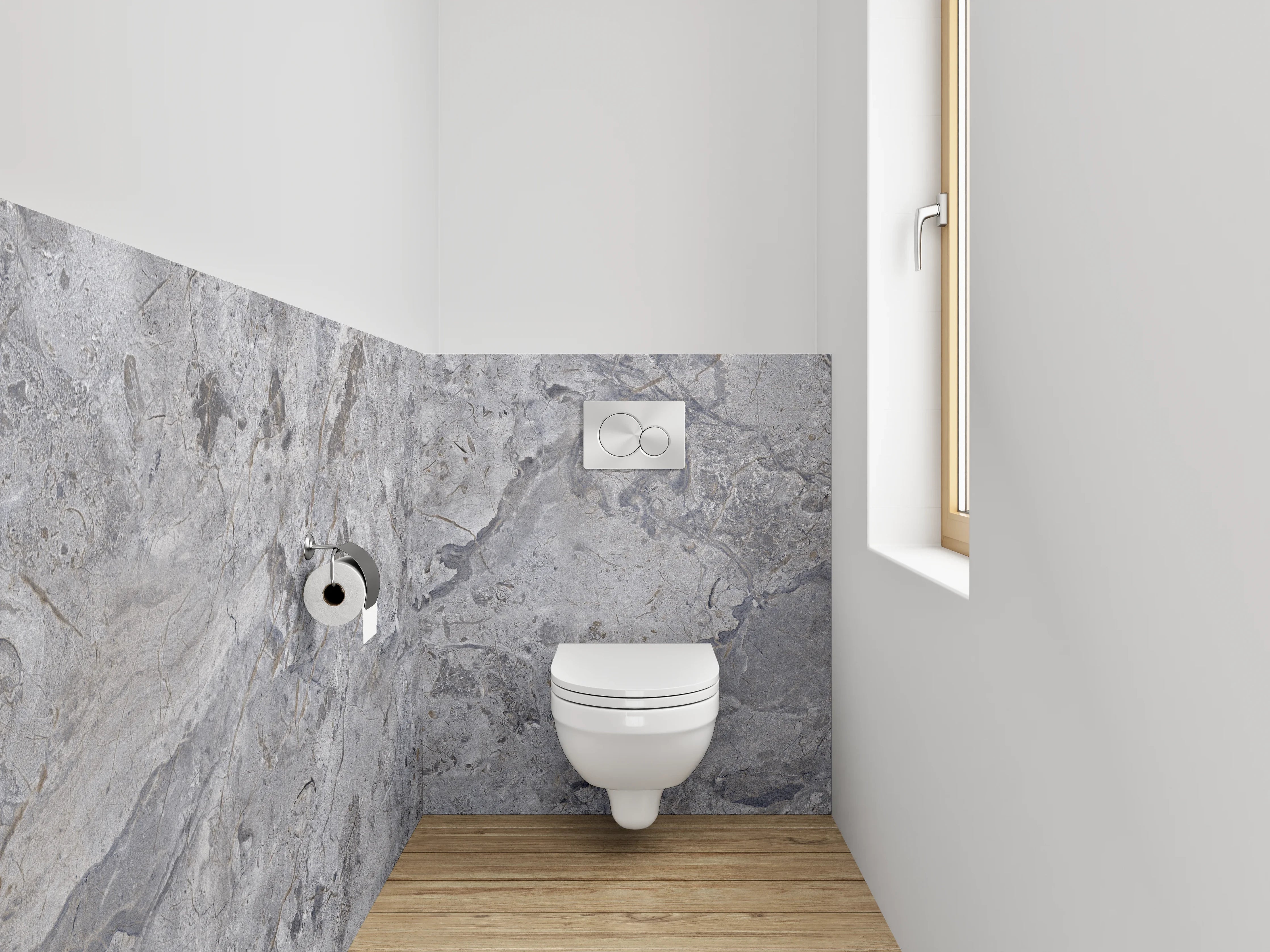 WC-Rückwand - Grauer Naturstein Marmoroptik