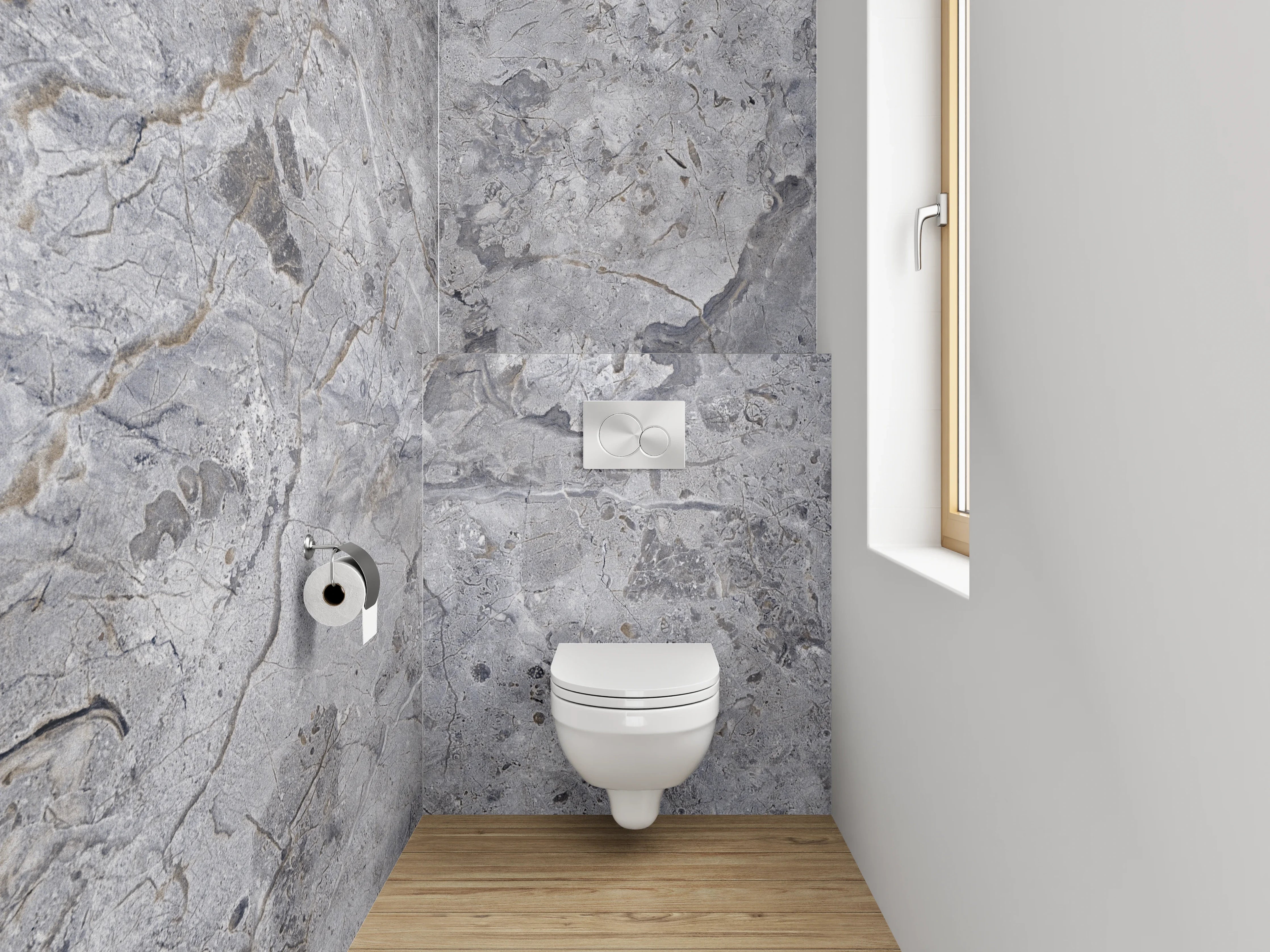 WC-Rückwand - Grauer Naturstein Marmoroptik