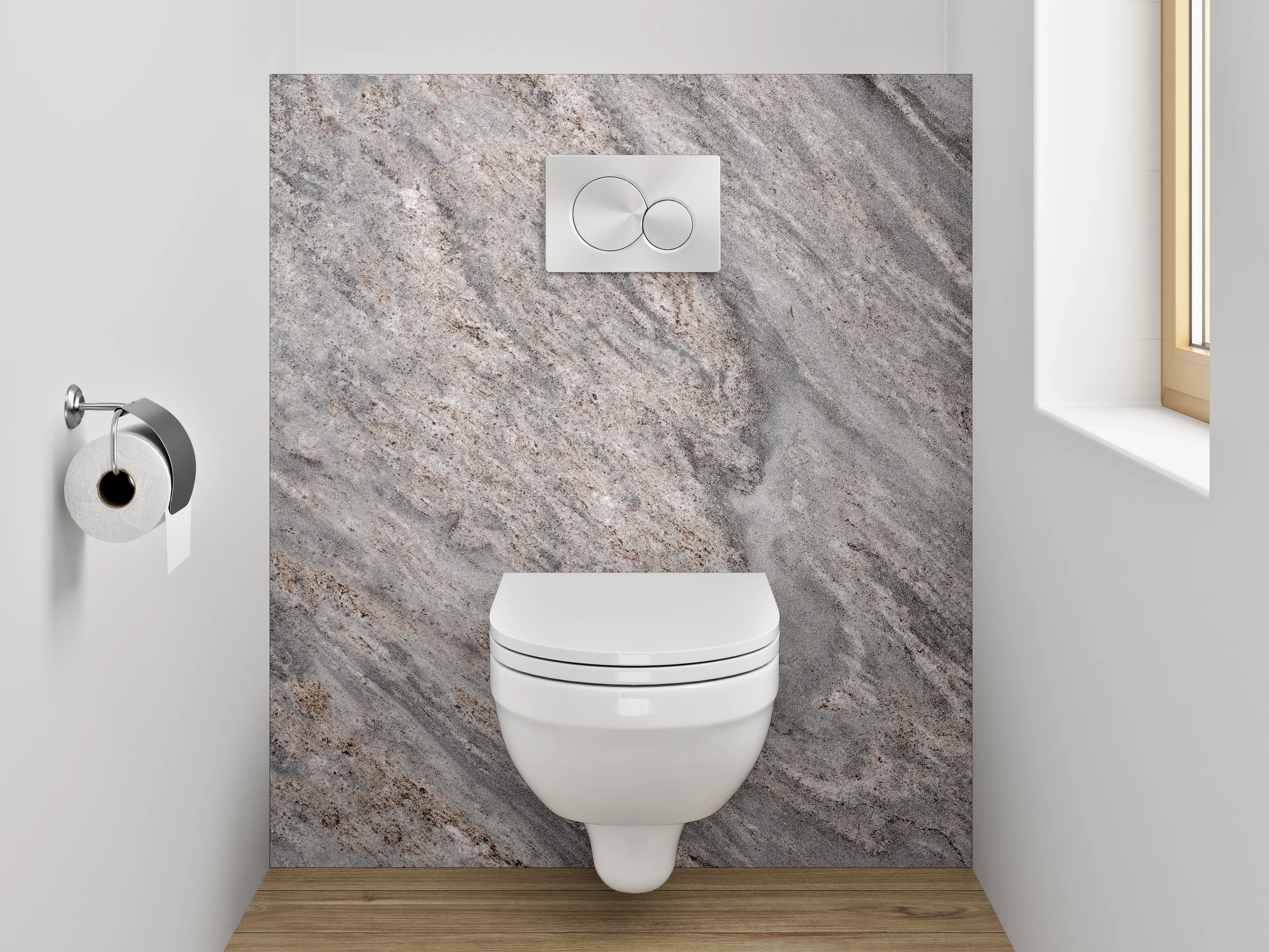 WC-Rückwand - Grauer Naturstein-Optik Marmorplatte