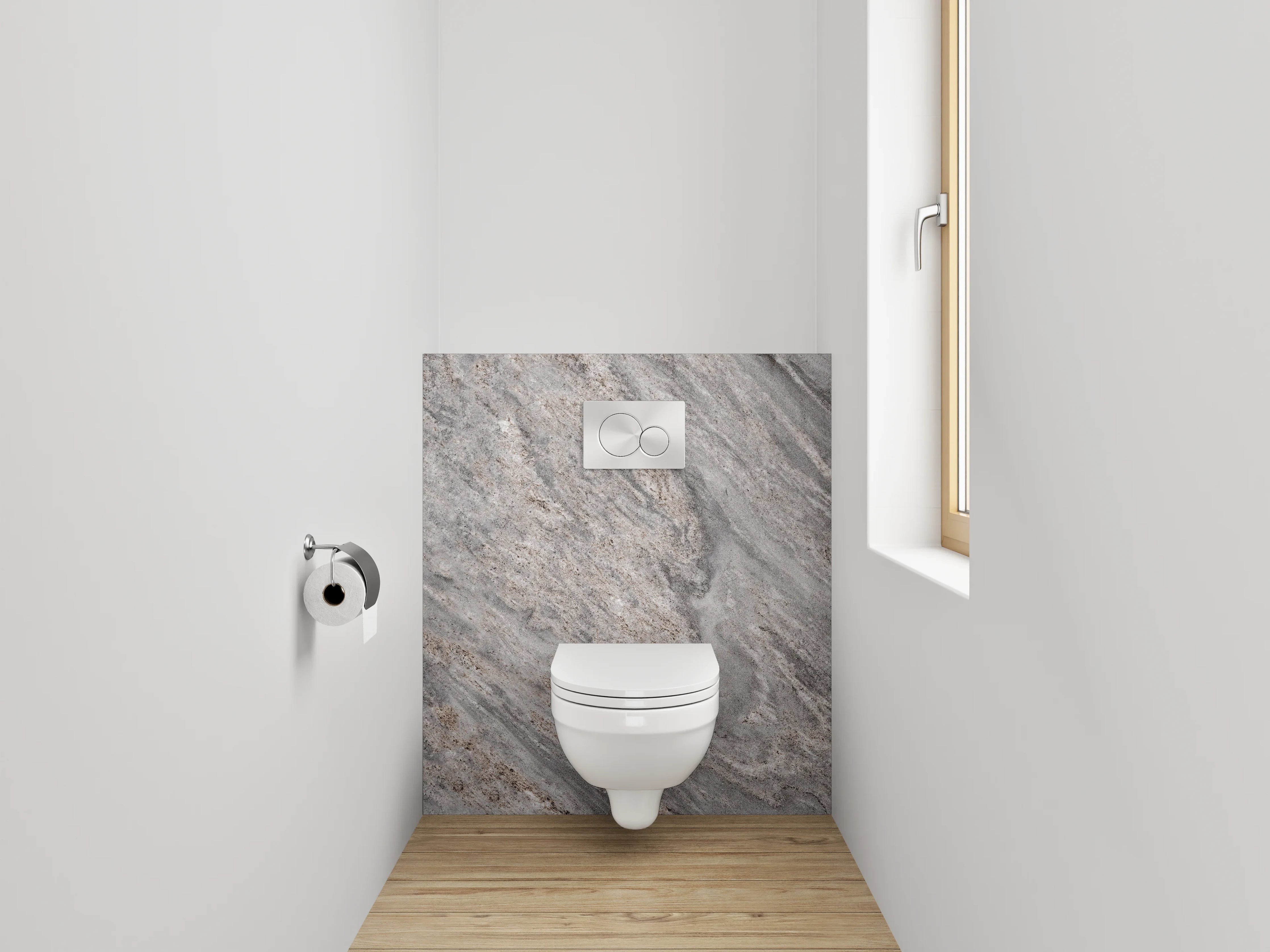 WC-Rückwand - Grauer Naturstein-Optik Marmorplatte