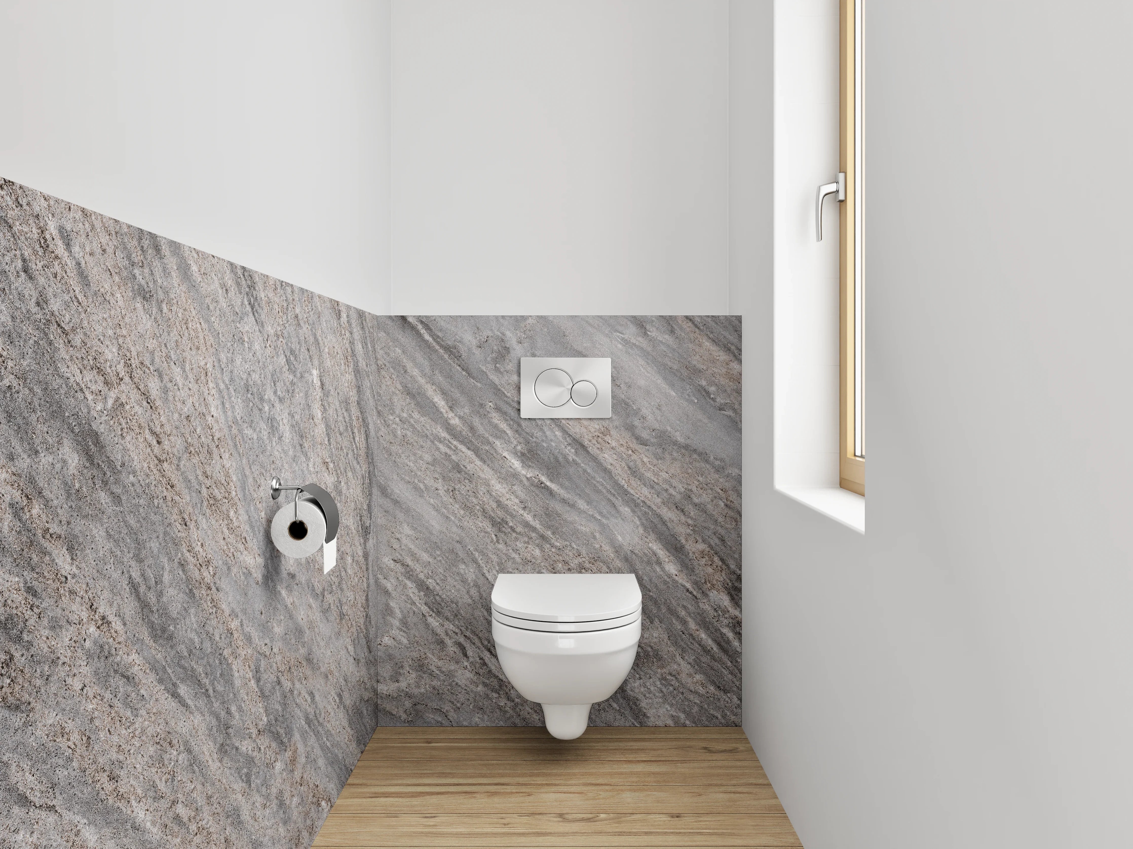WC-Rückwand - Grauer Naturstein-Optik Marmorplatte