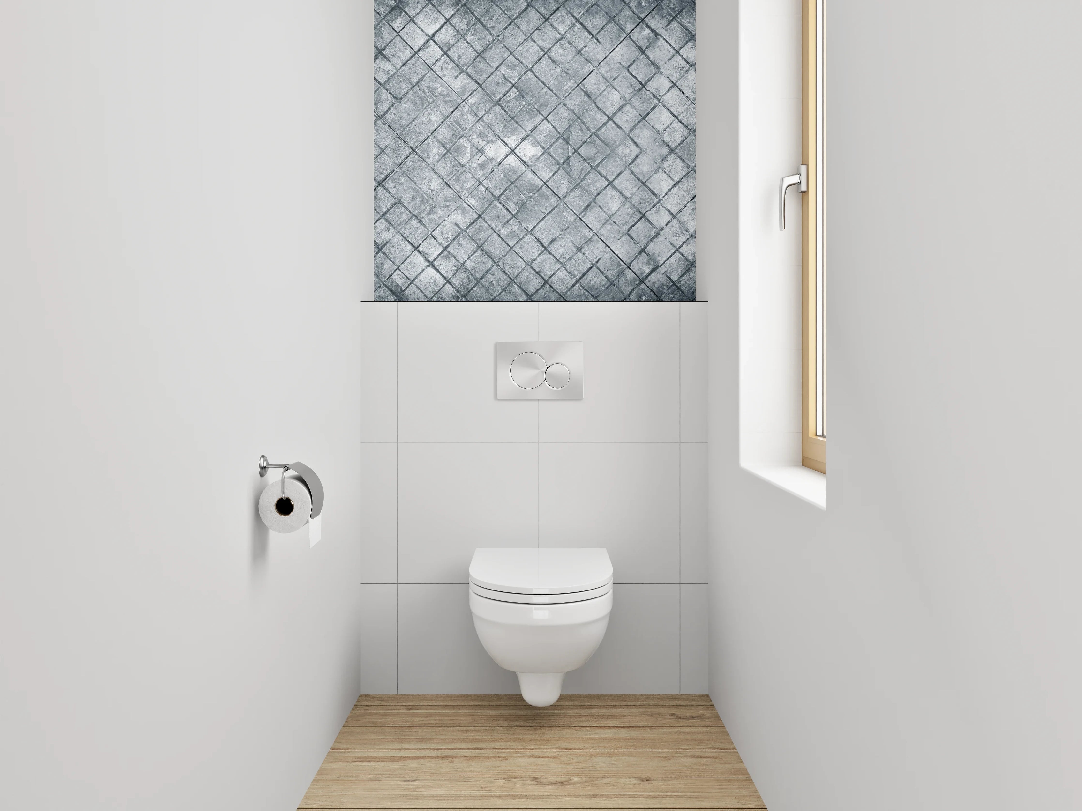 WC-Rückwand - Graues Fliesen-Mosaik Muster