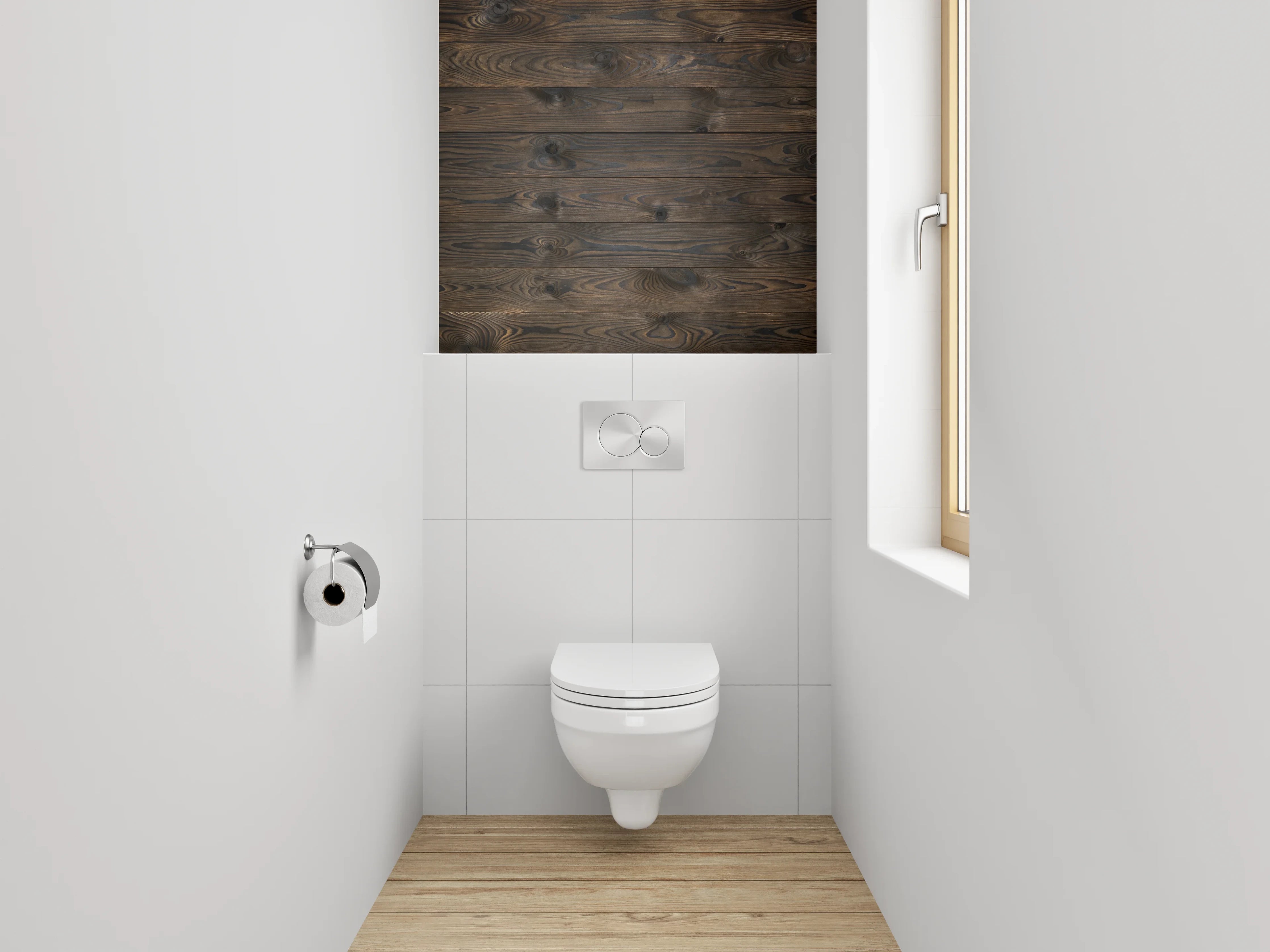 WC-Rückwand - Graues Holzmuster im Weiß