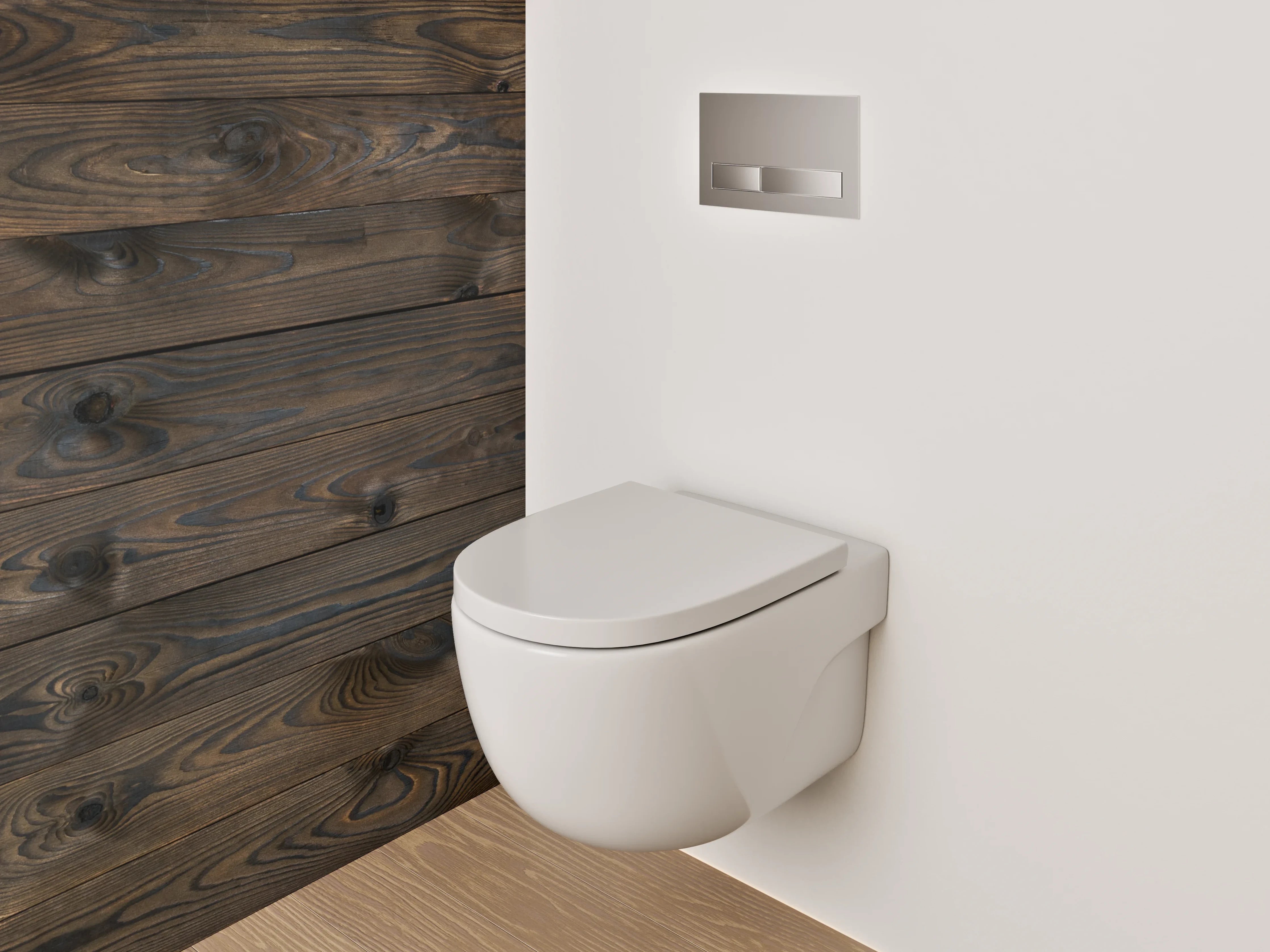 WC-Rückwand - Graues Holzmuster im Weiß