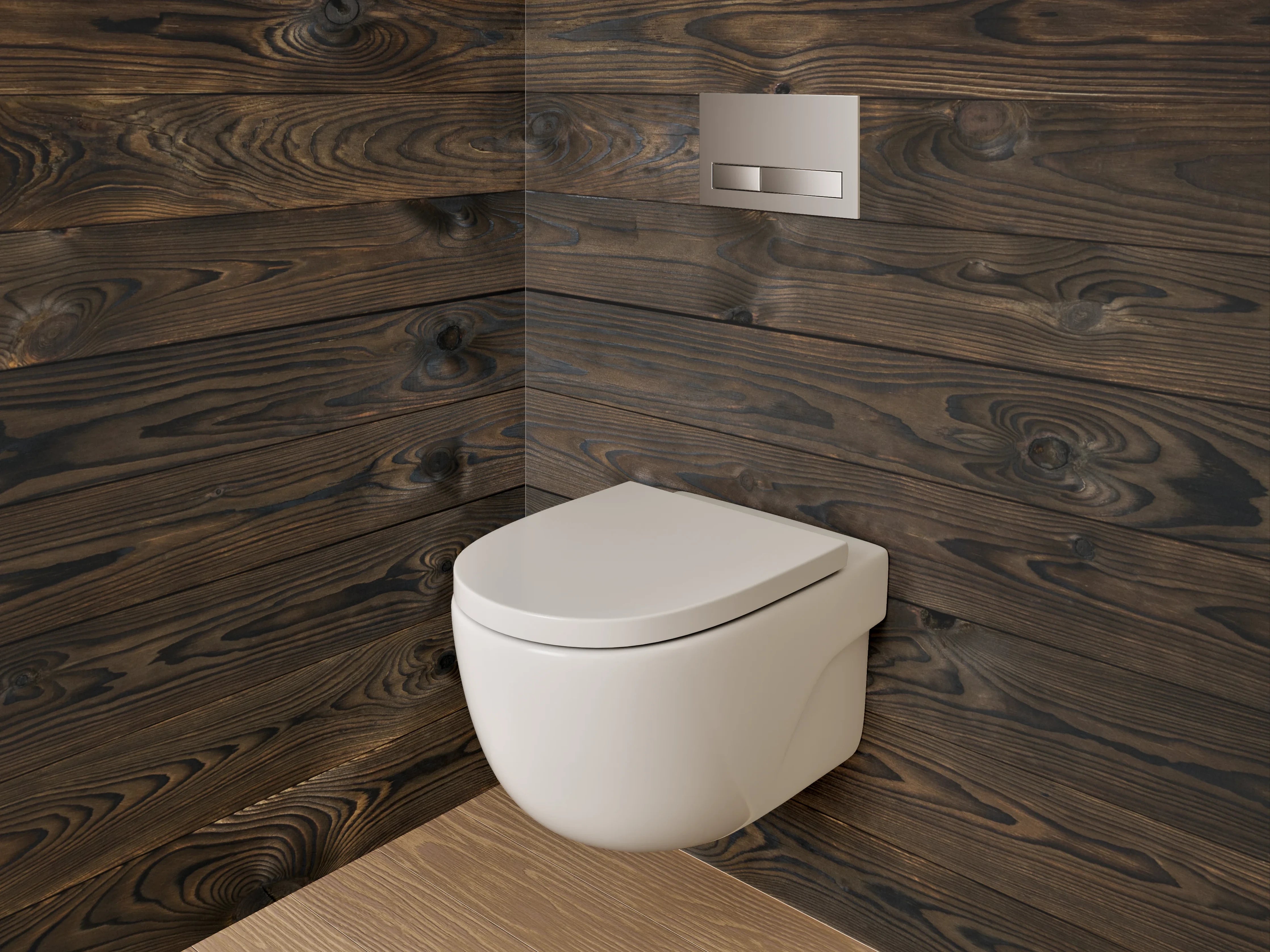 WC-Rückwand - Graues Holzmuster im Weiß