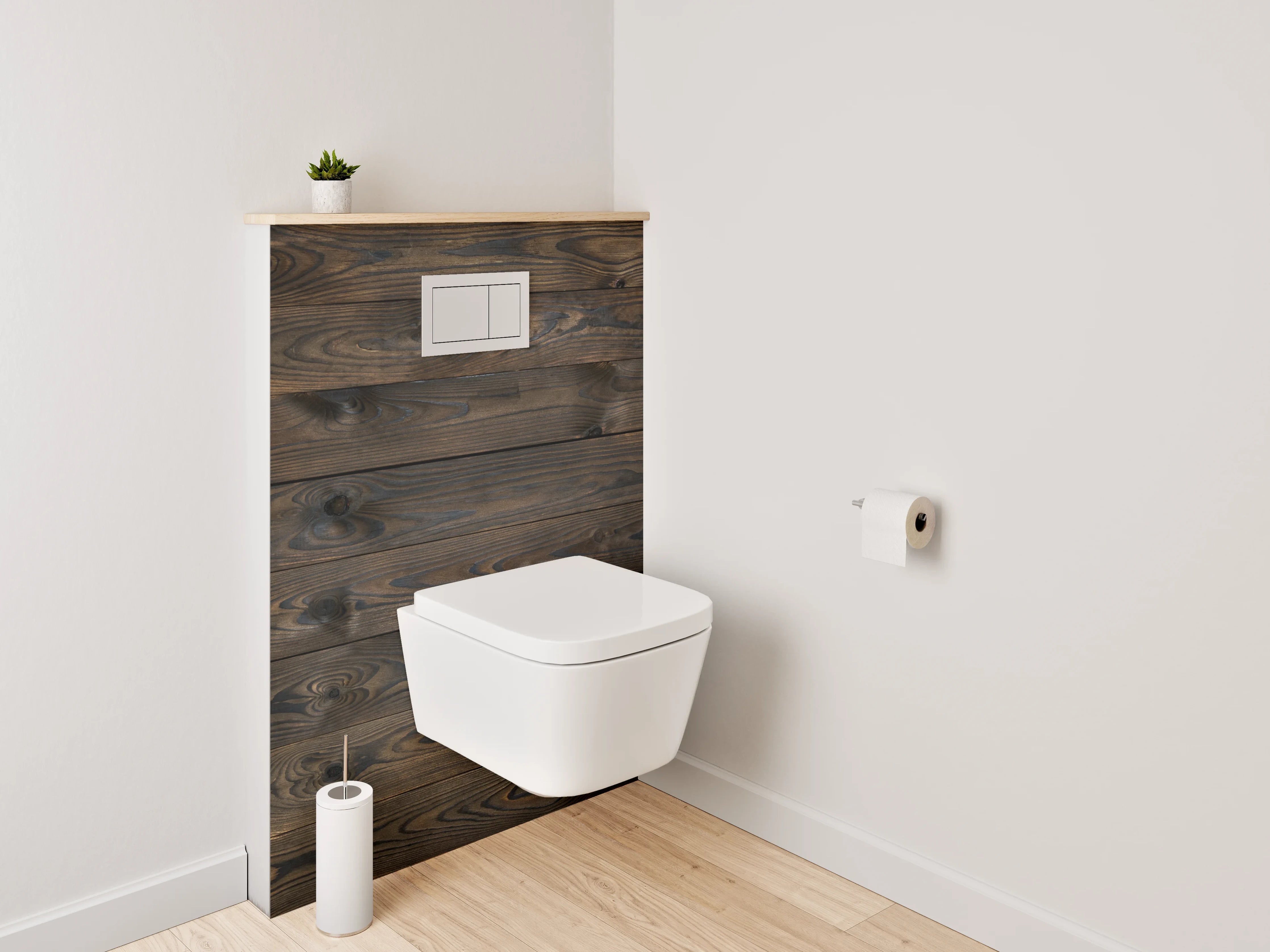 WC-Rückwand - Graues Holzmuster im Weiß