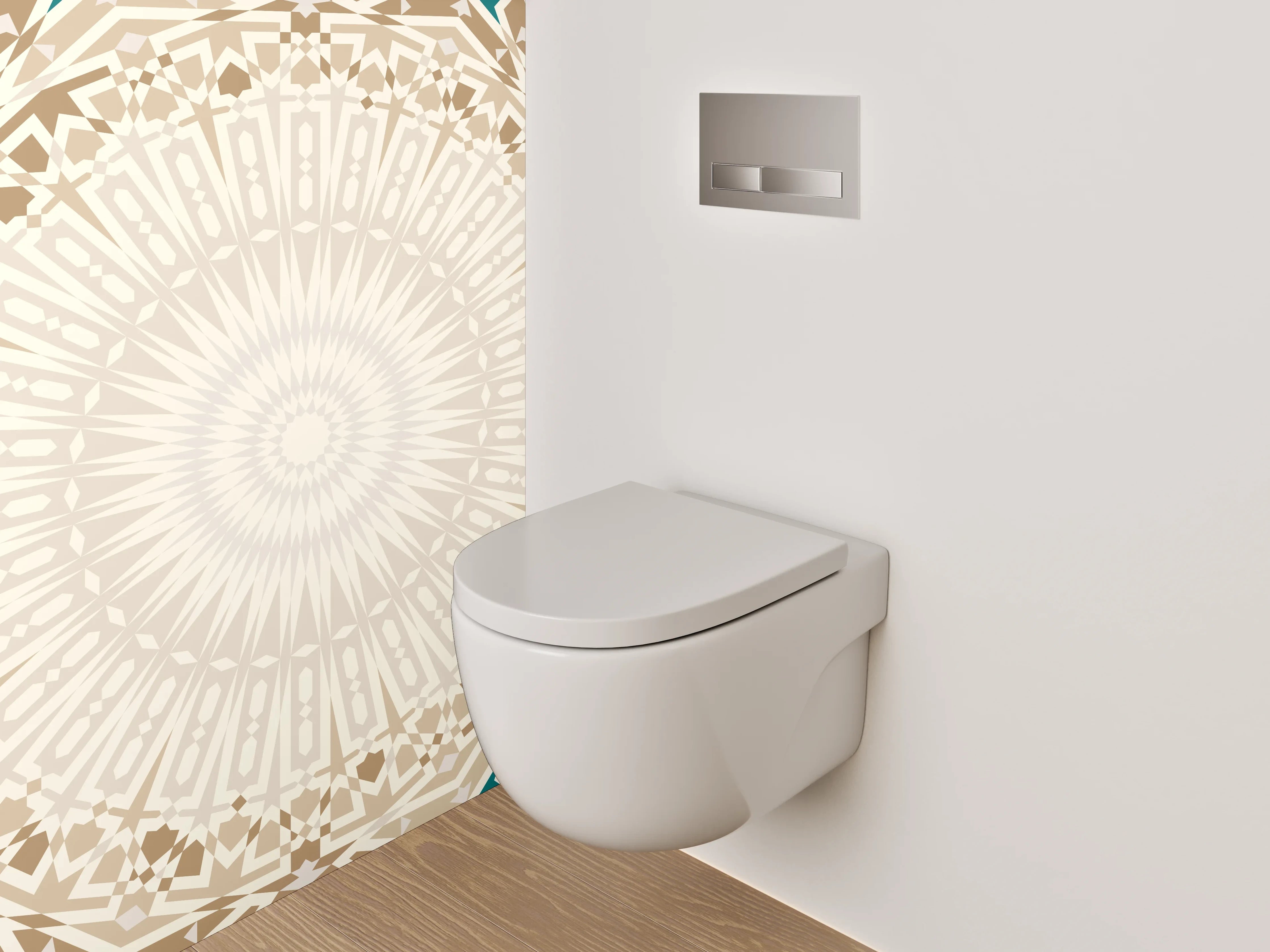 WC-Rückwand - Graues Mandala-Mosaik auf Weiß