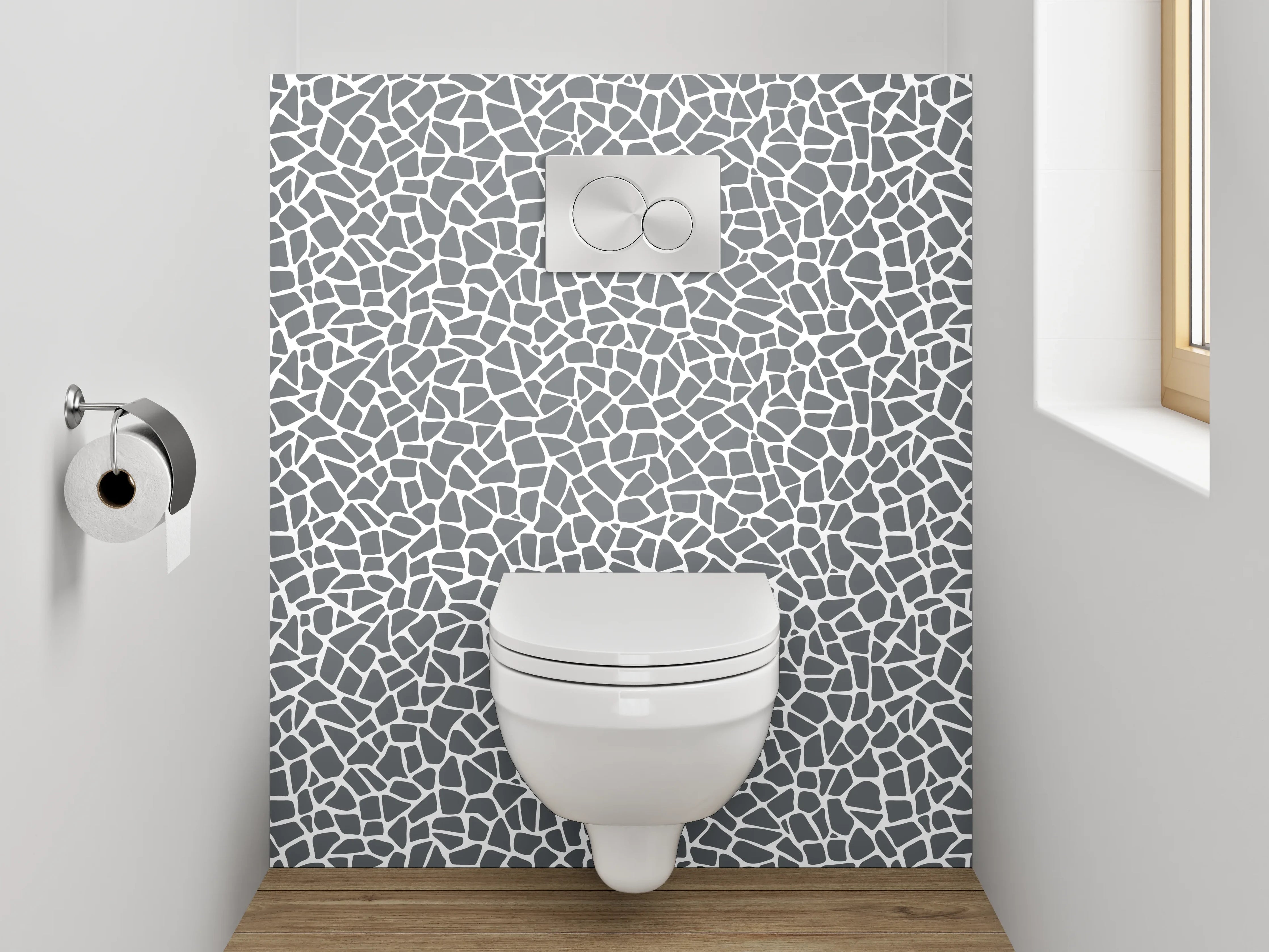 WC-Rückwand - Graues Mosaik-Muster modern