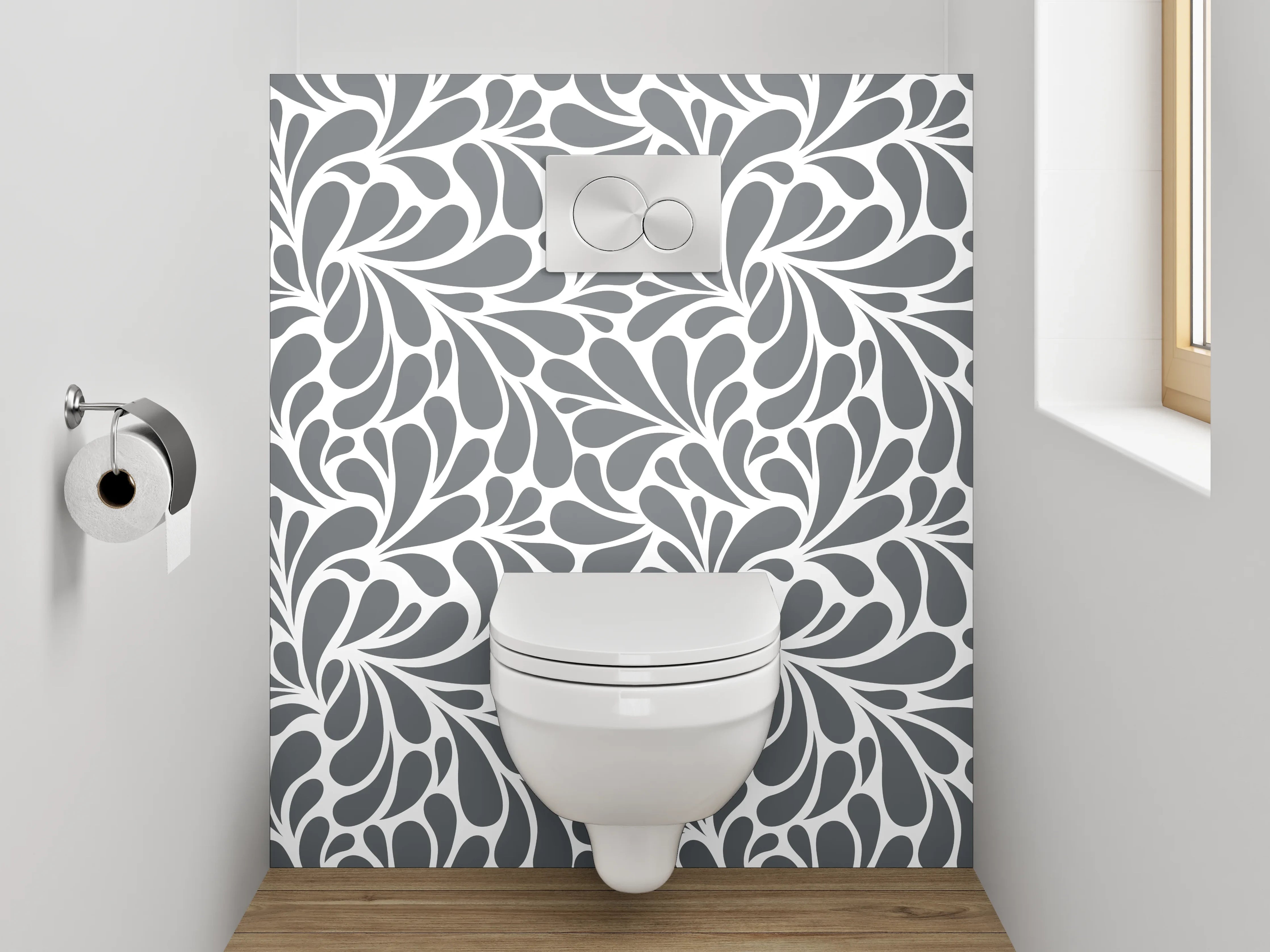 WC-Rückwand - Graues abstraktes Wirbelmuster modern