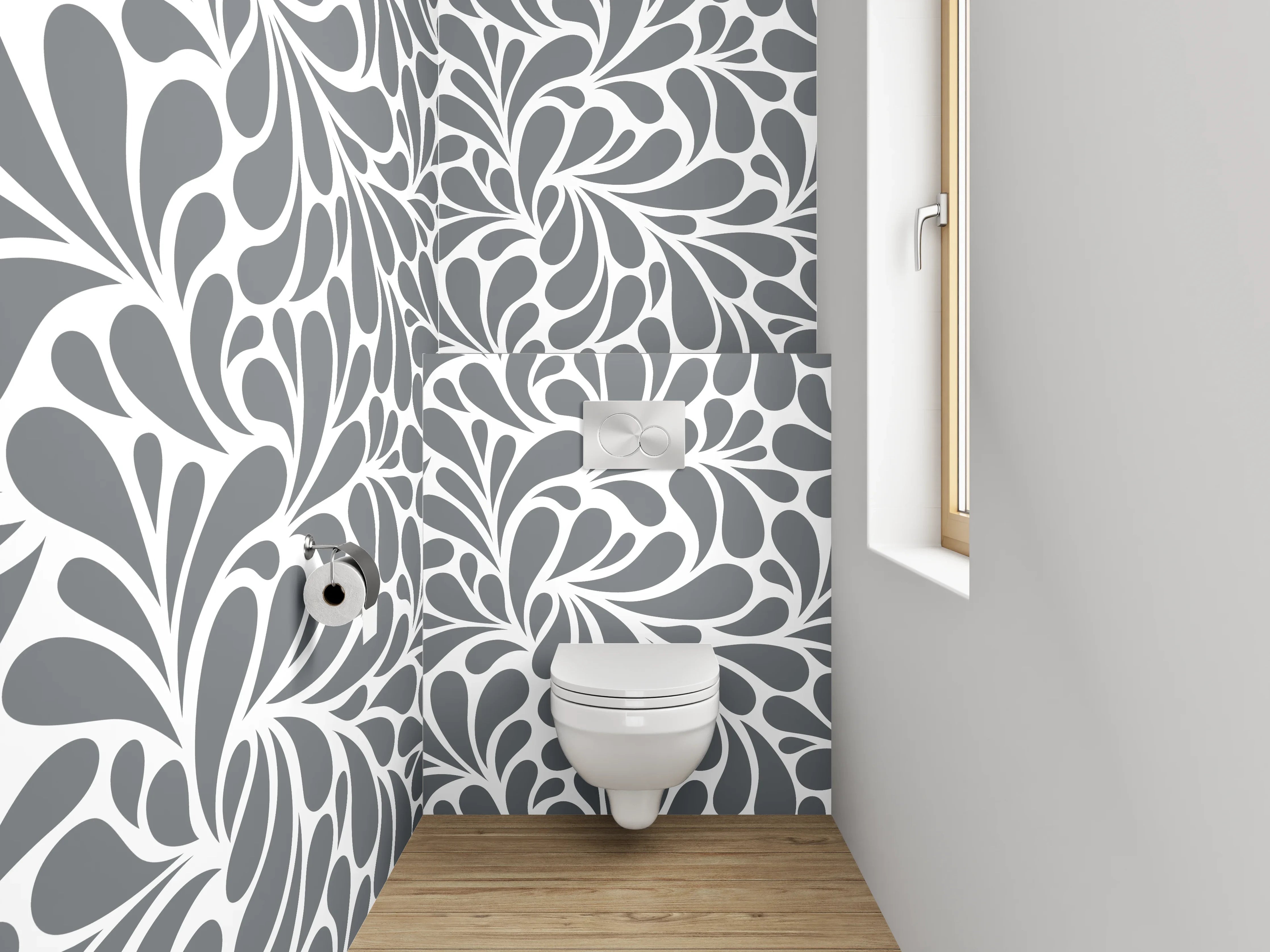 WC-Rückwand - Graues abstraktes Wirbelmuster modern