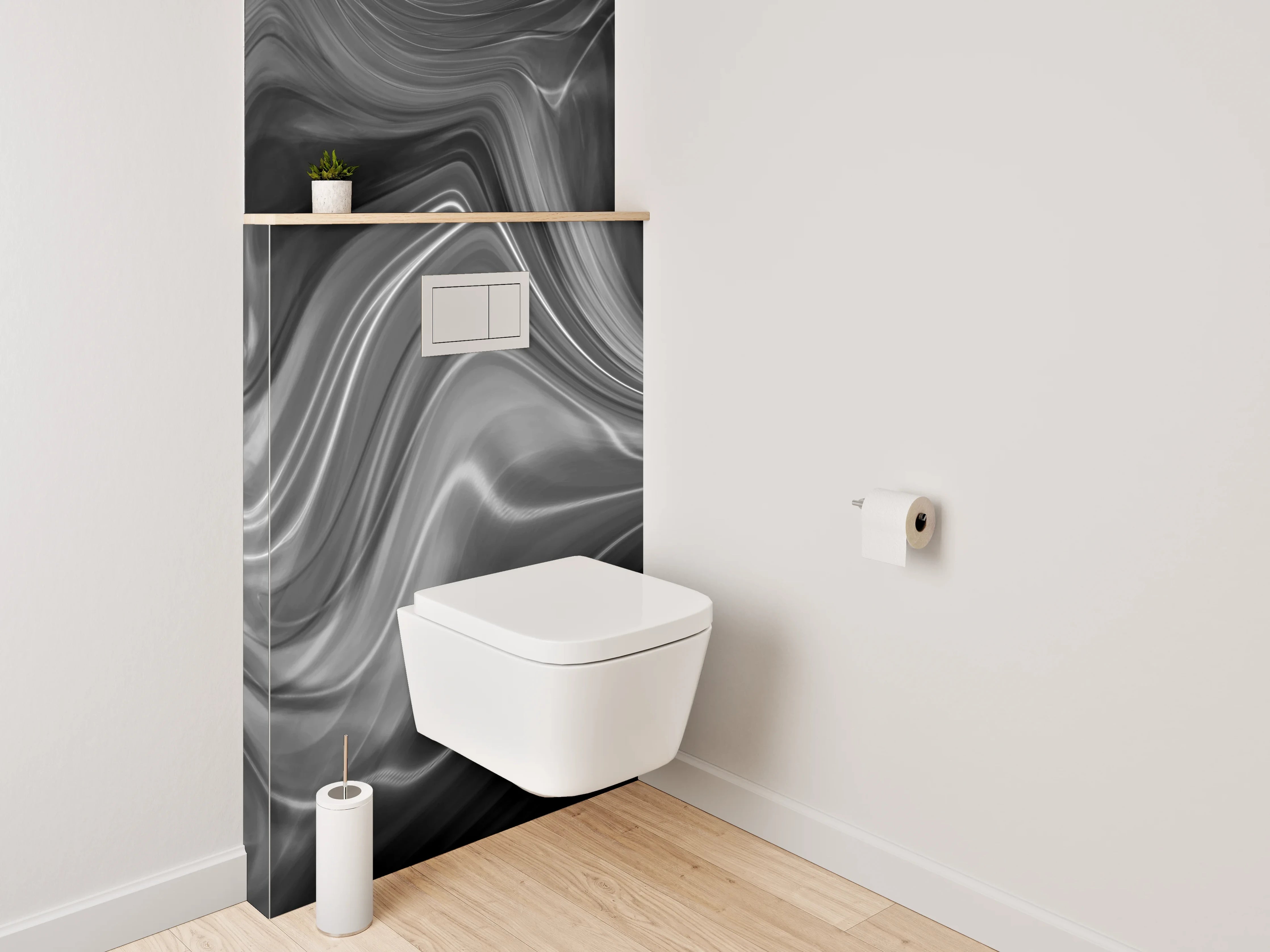 WC-Rückwand - Grauschattierte Marmorträume in Weiß