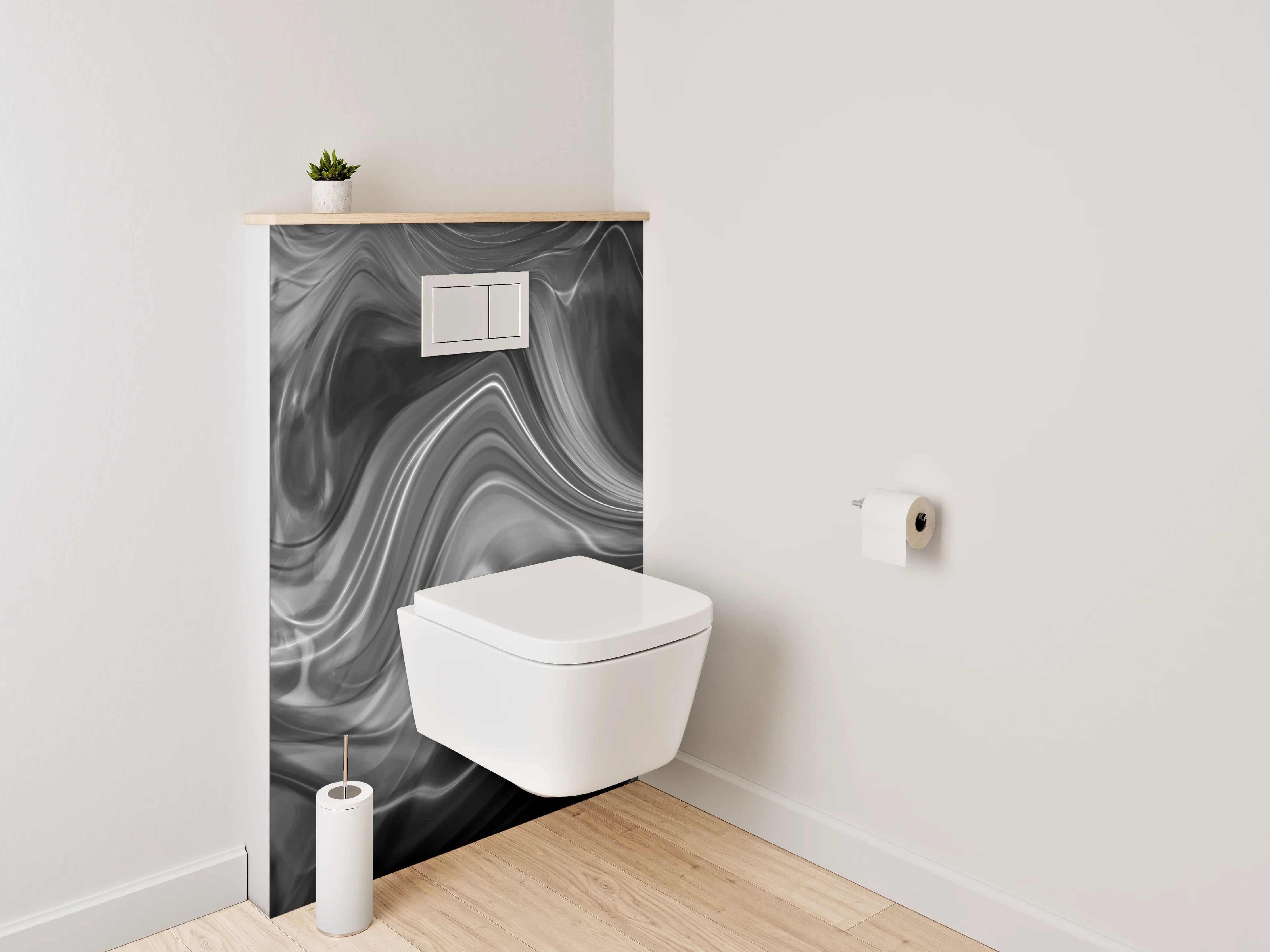WC-Rückwand - Grauschattierte Marmorträume in Weiß