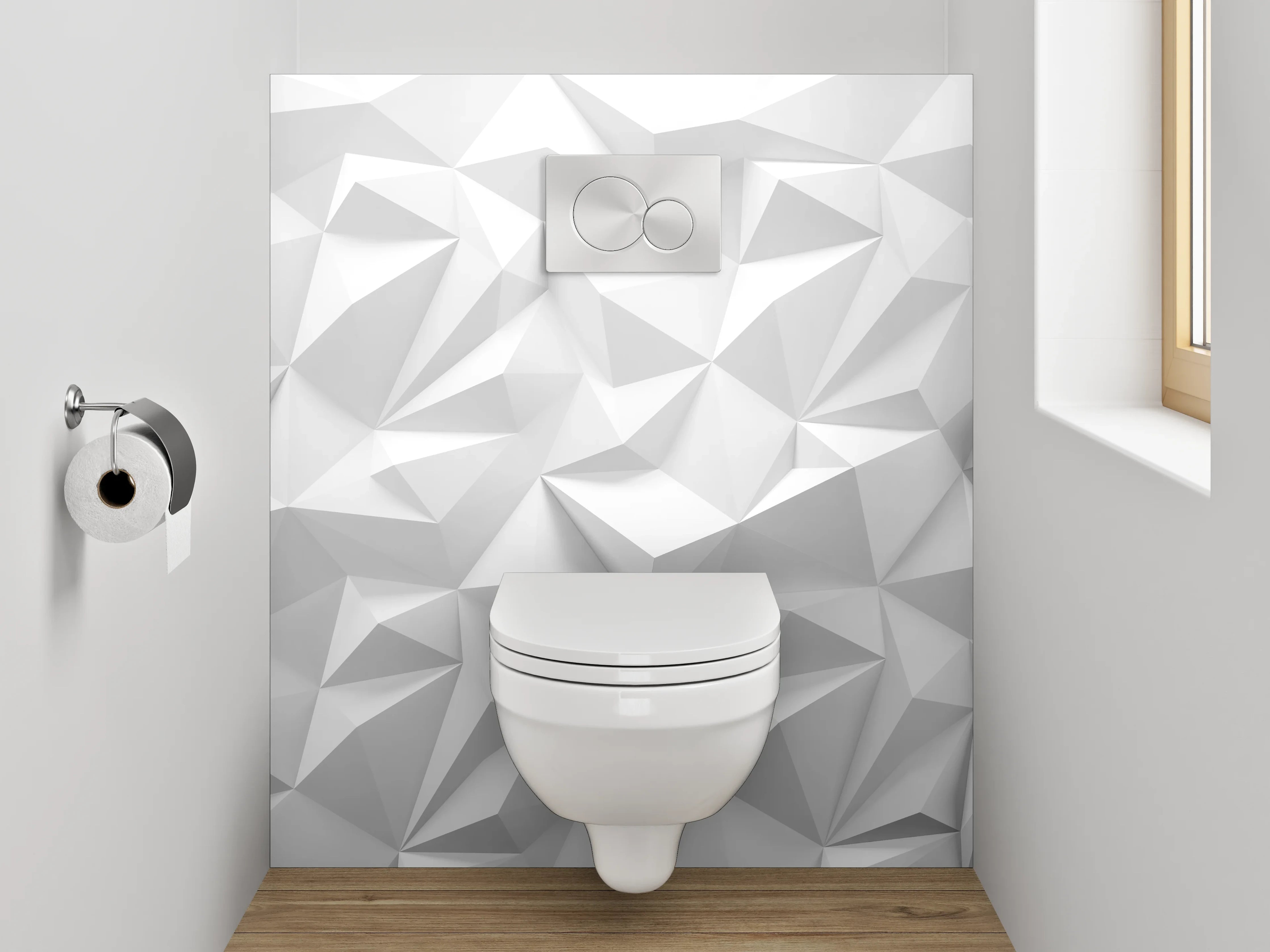 WC-Rückwand - Grauschattierte weiße 3D-Struktur