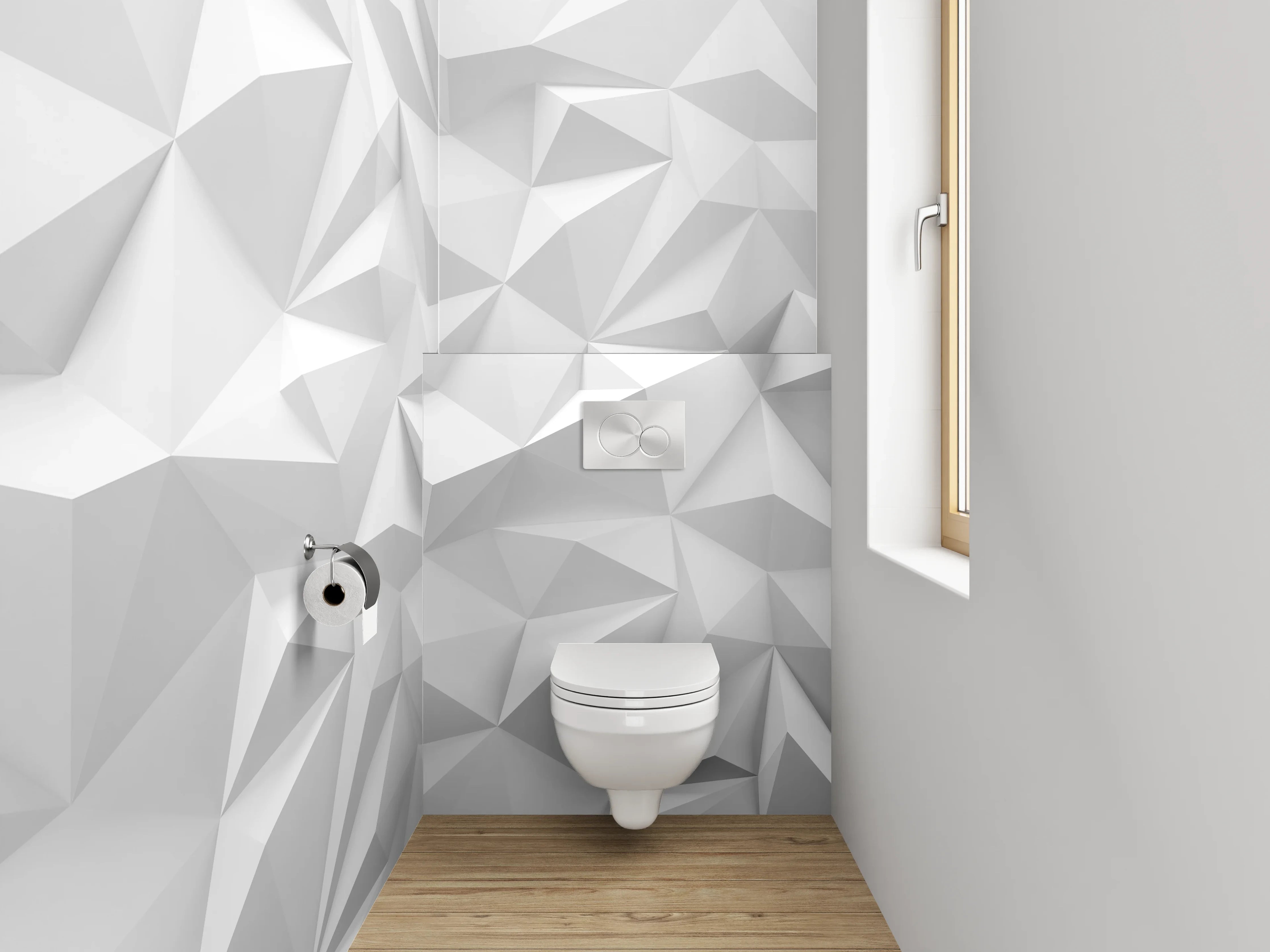 WC-Rückwand - Grauschattierte weiße 3D-Struktur