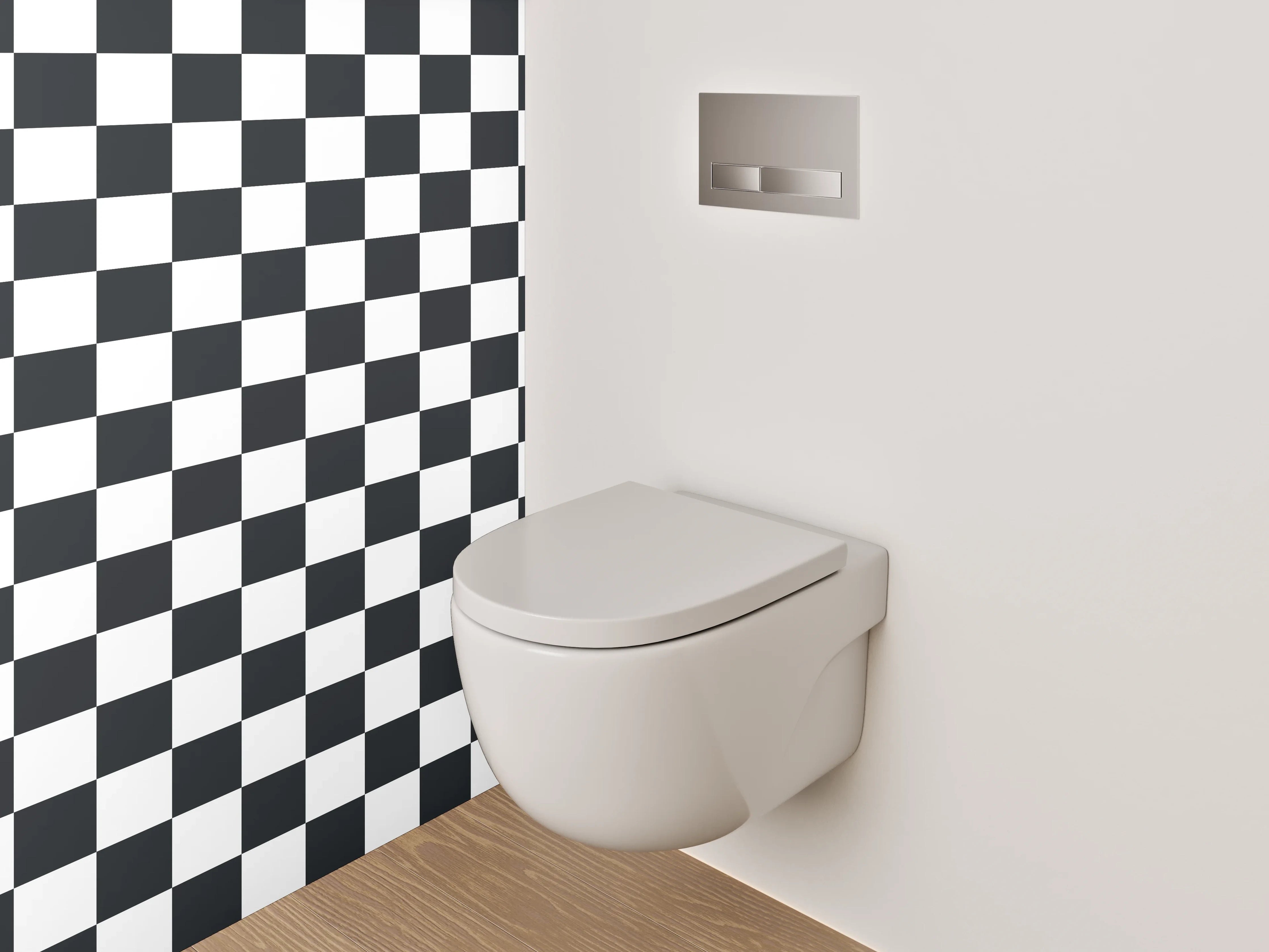WC-Rückwand - Grauschattiertes Schachfeld-Design