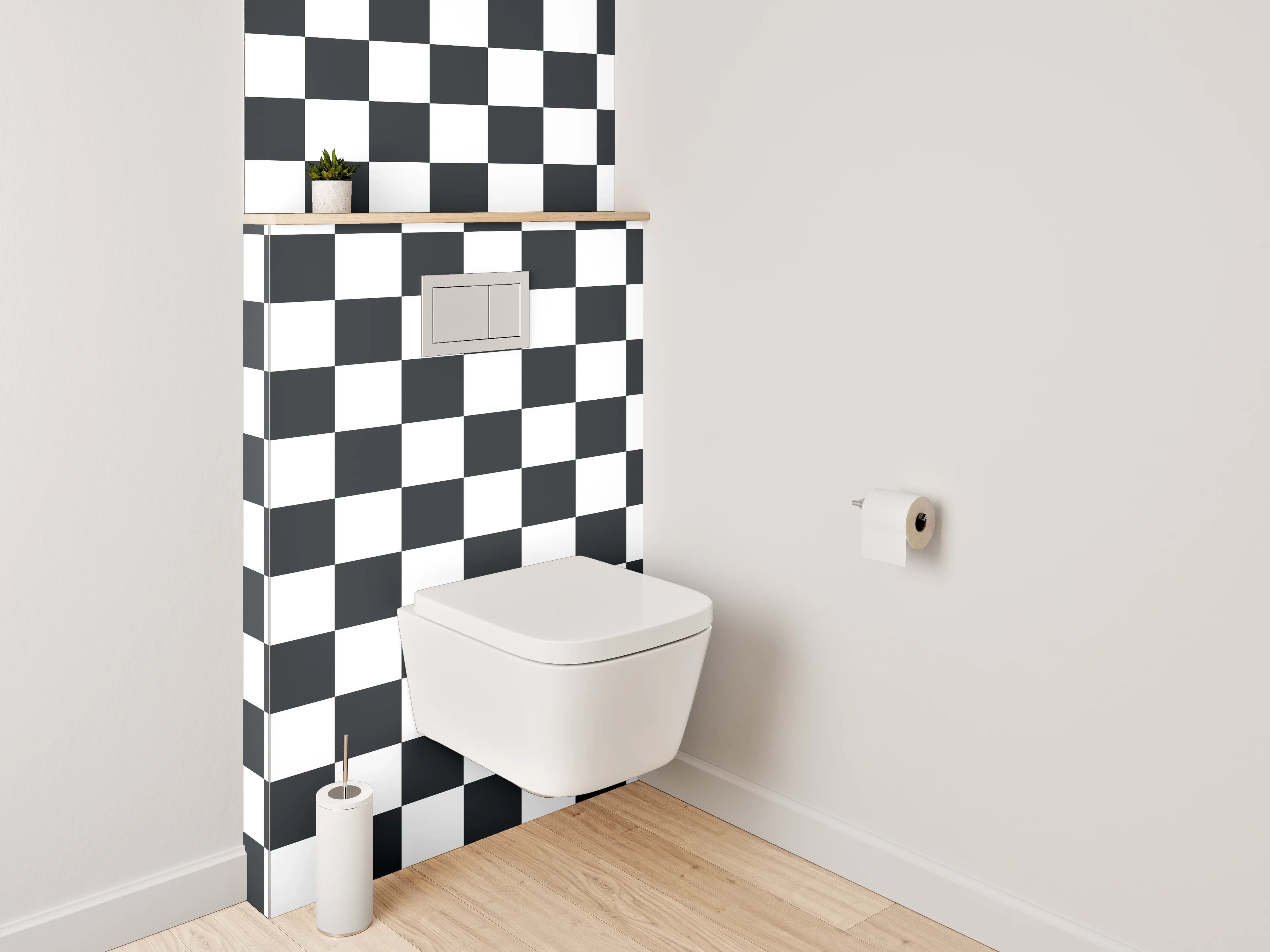 WC-Rückwand - Grauschattiertes Schachfeld-Design
