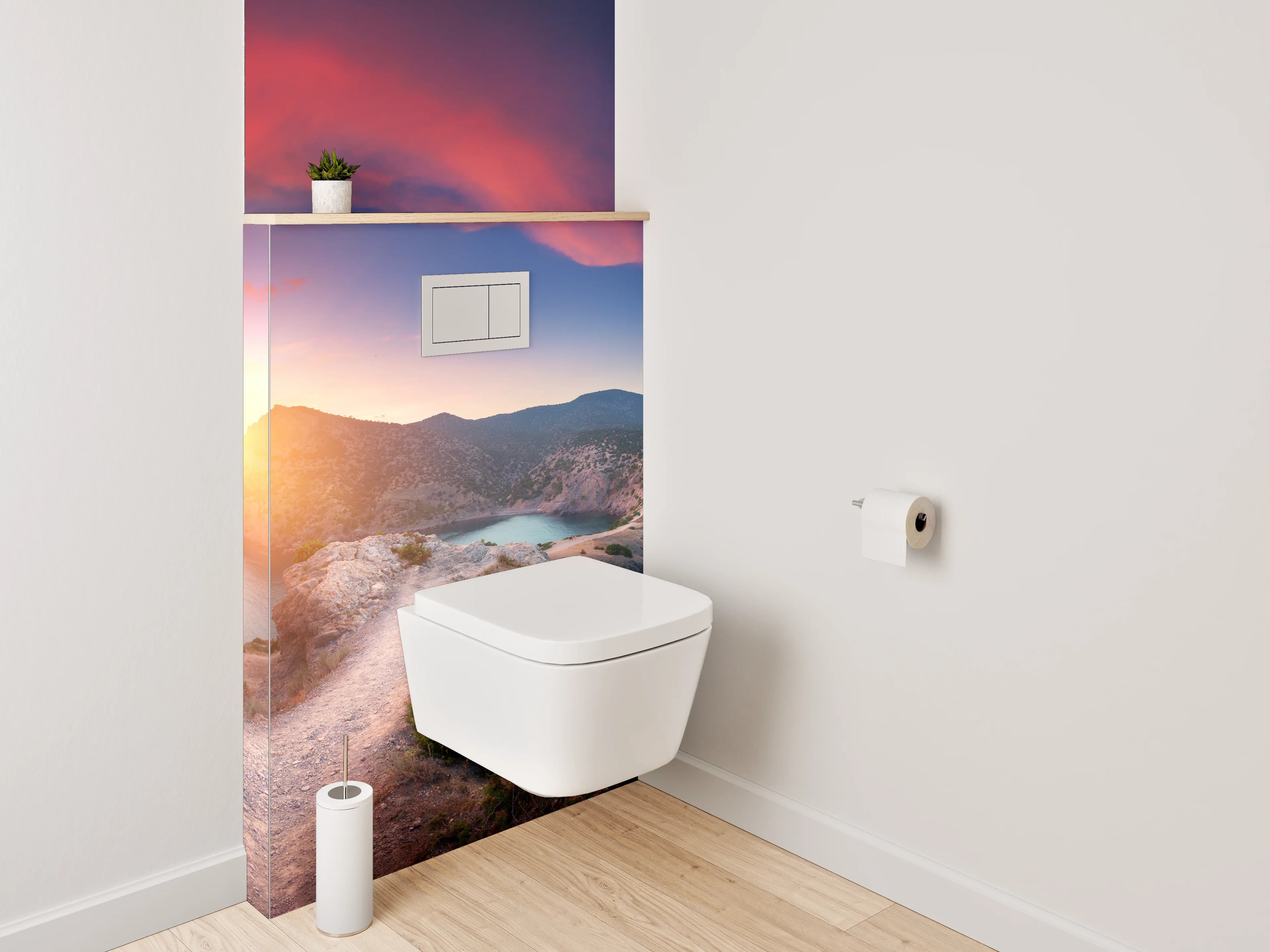 WC-Rückwand - Grauschimmer Abendlicht am Ozean