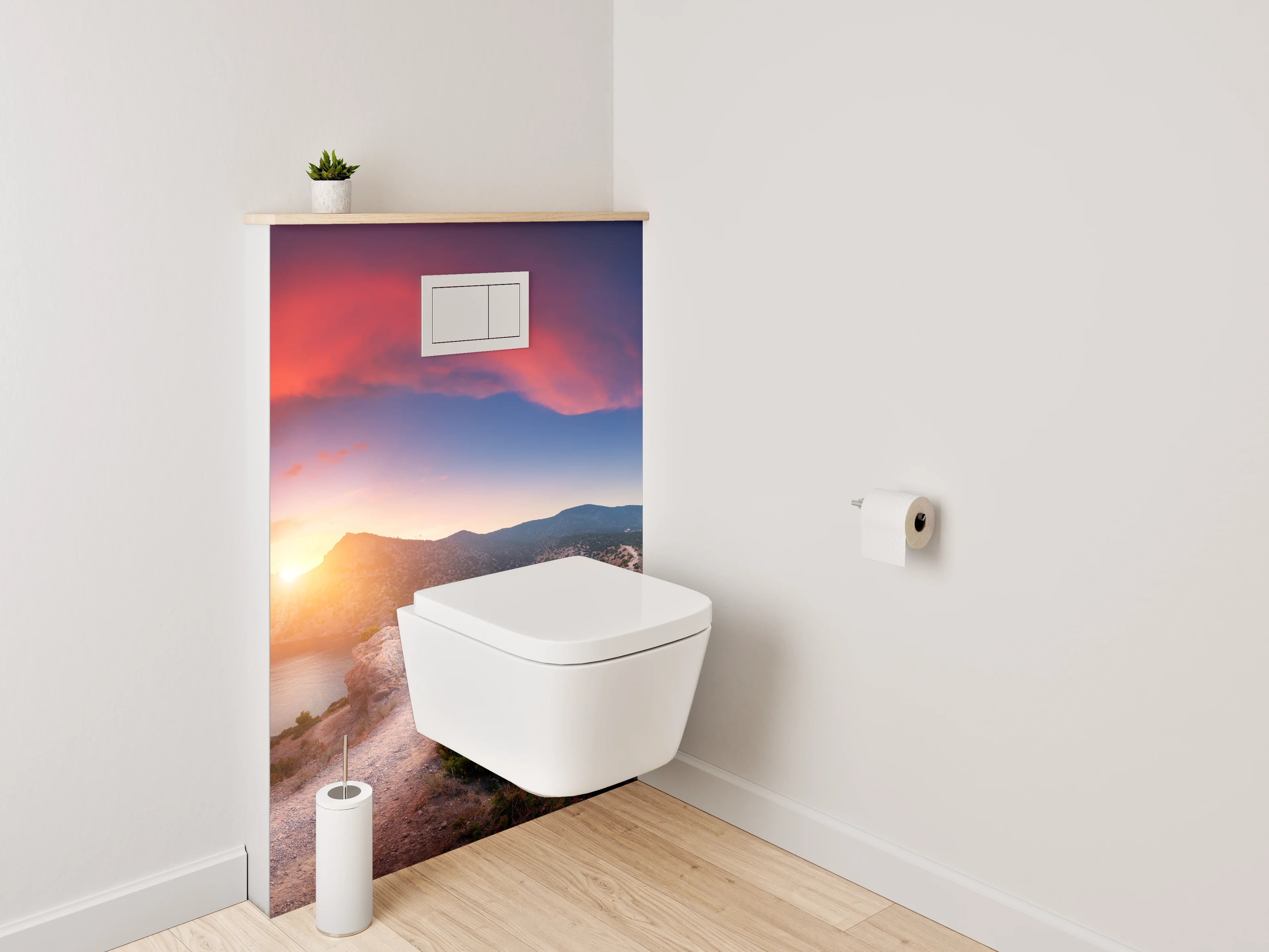 WC-Rückwand - Grauschimmer Abendlicht am Ozean