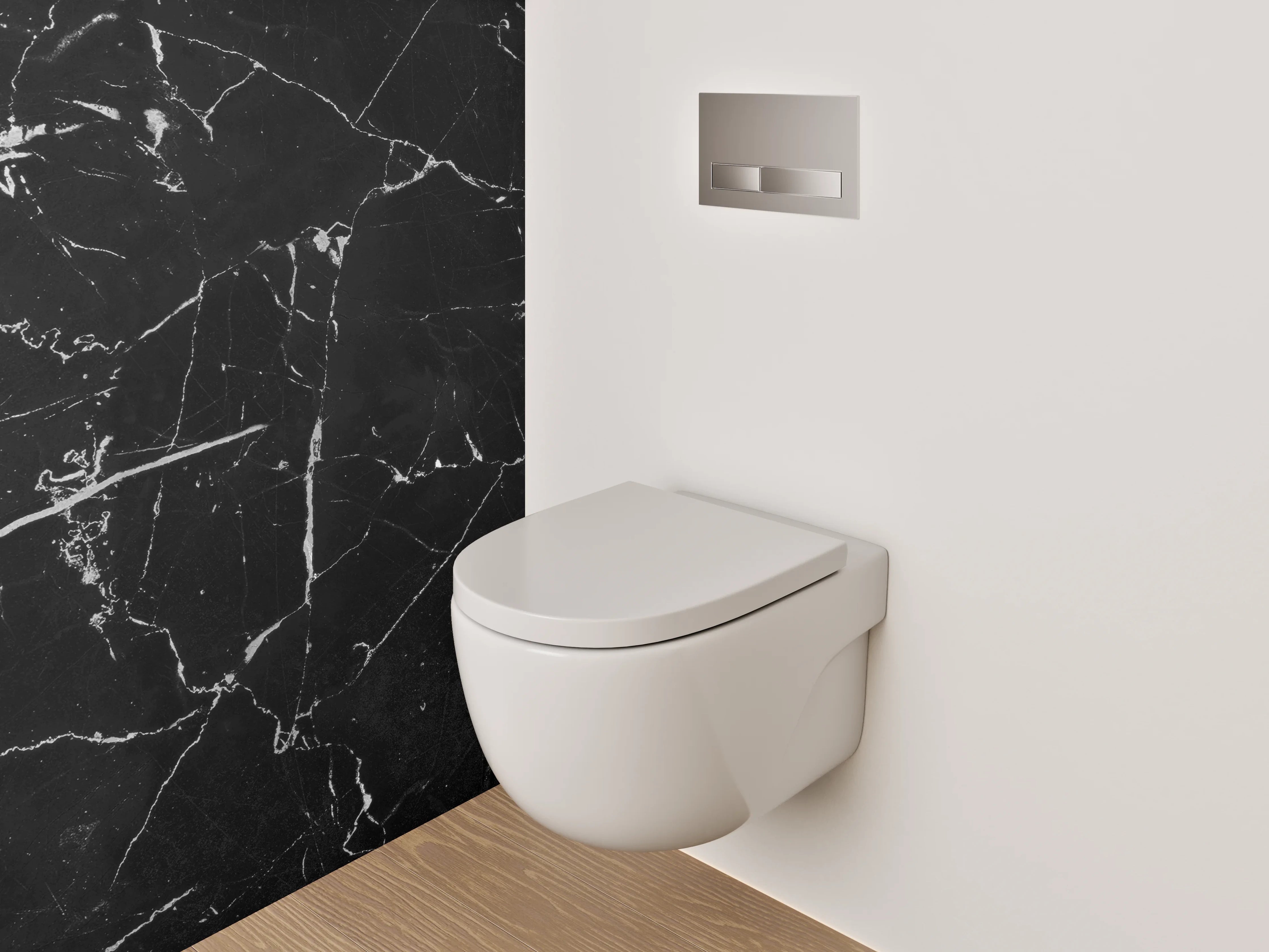 WC-Rückwand - Grauschimmer auf weißer Maserung