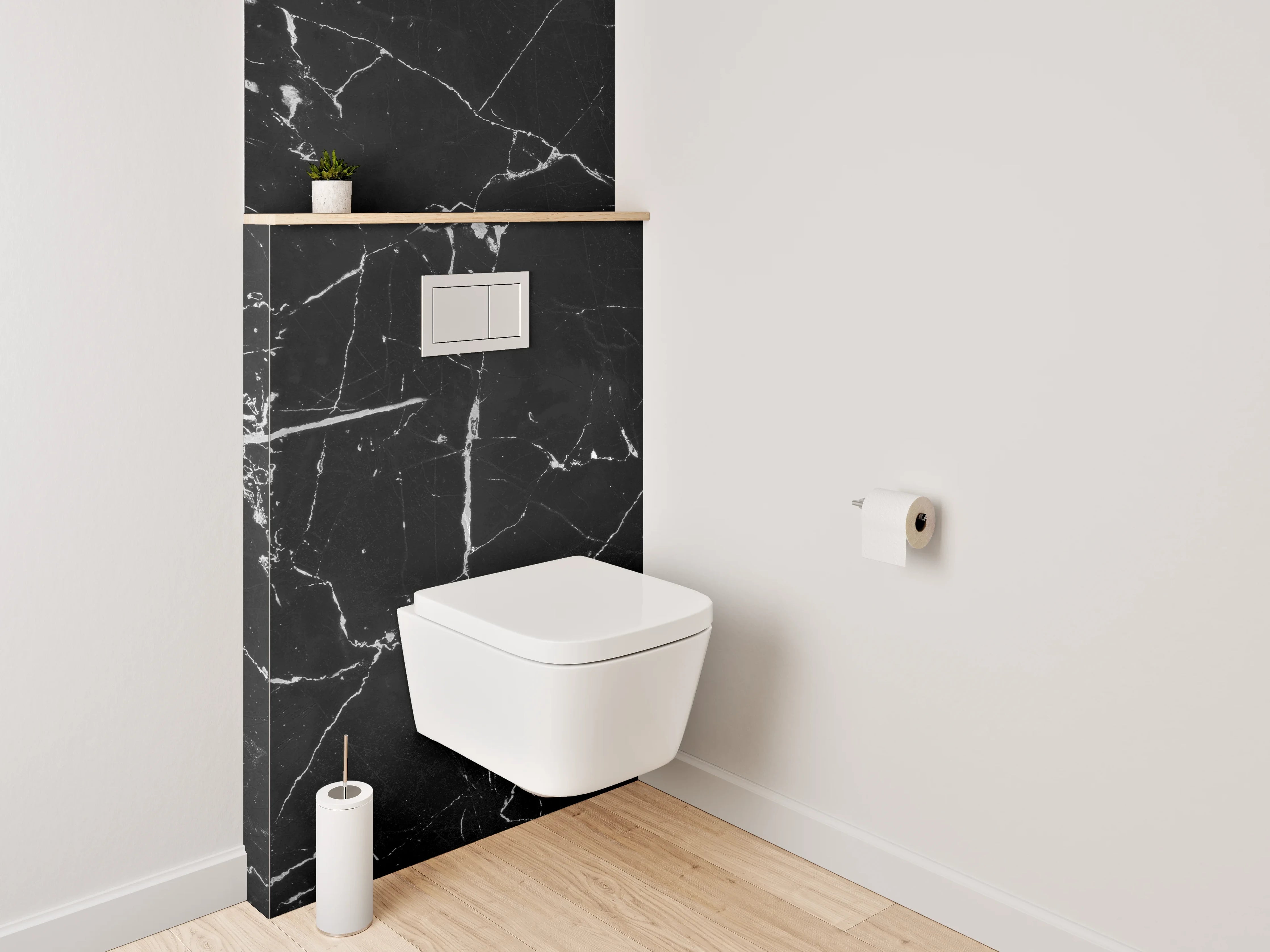 WC-Rückwand - Grauschimmer auf weißer Maserung