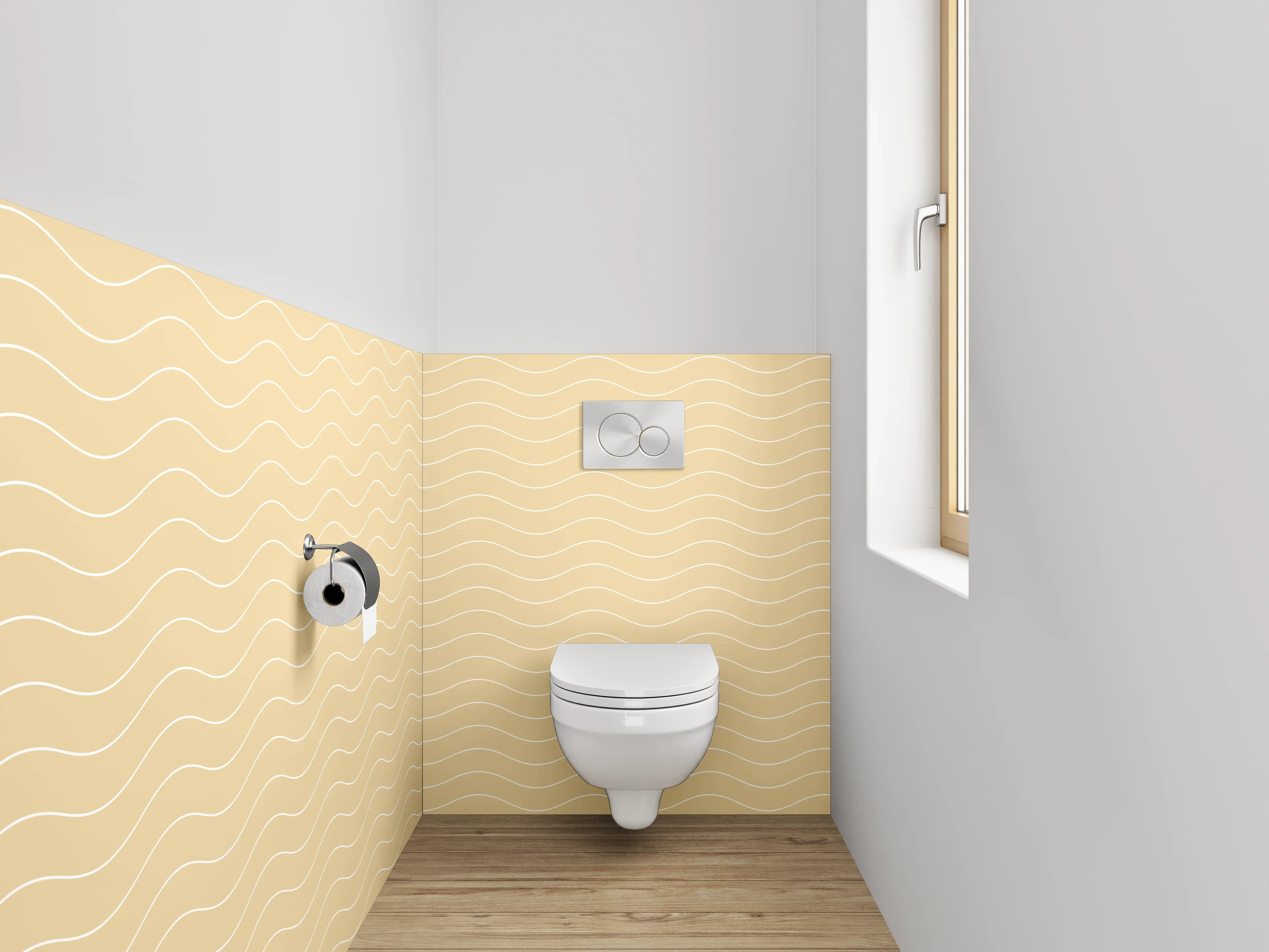 WC-Rückwand - Grauschimmer auf weißer Welle