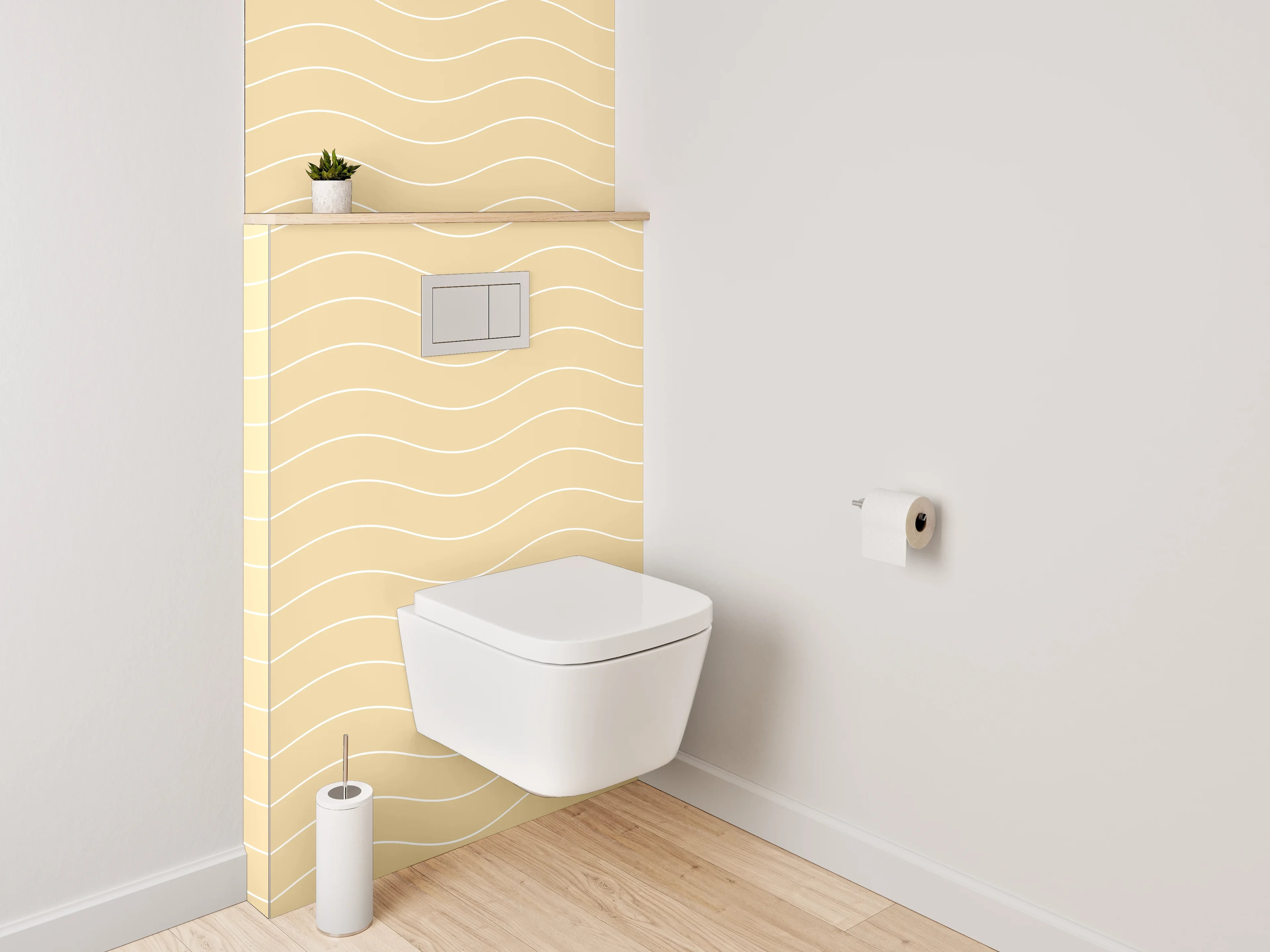 WC-Rückwand - Grauschimmer auf weißer Welle