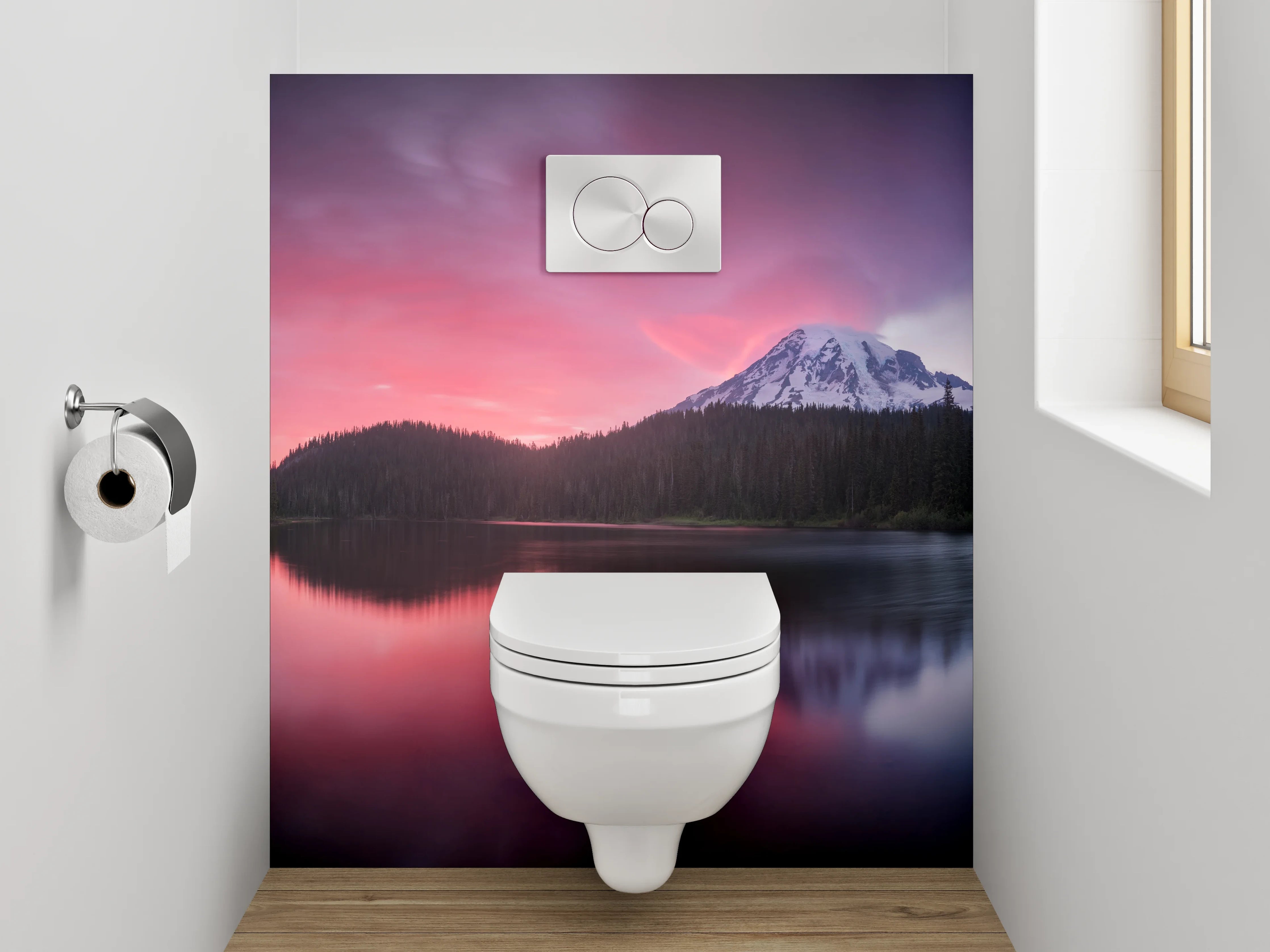 WC-Rückwand - Grauschimmer im Abendlicht am See