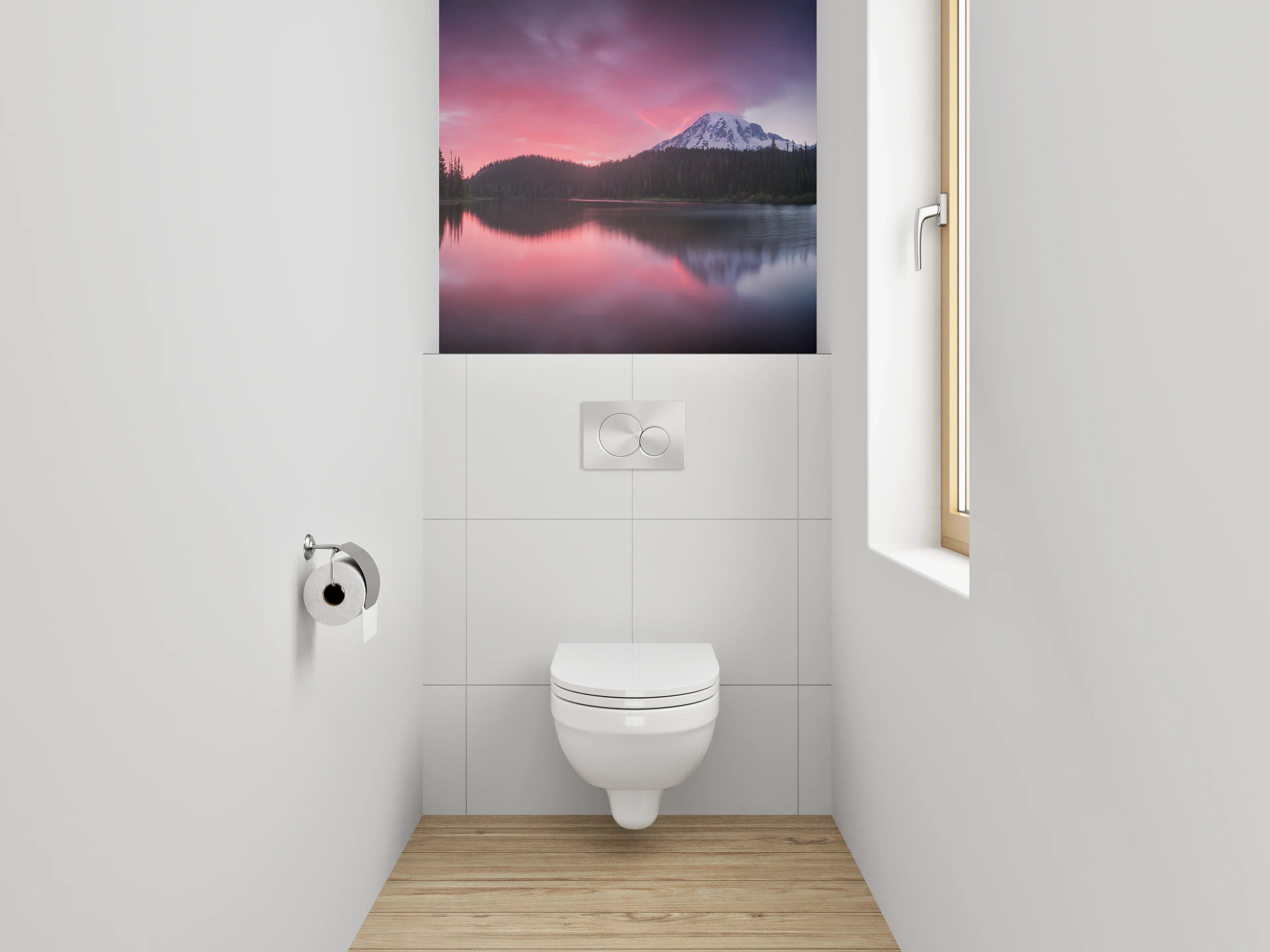 WC-Rückwand - Grauschimmer im Abendlicht am See
