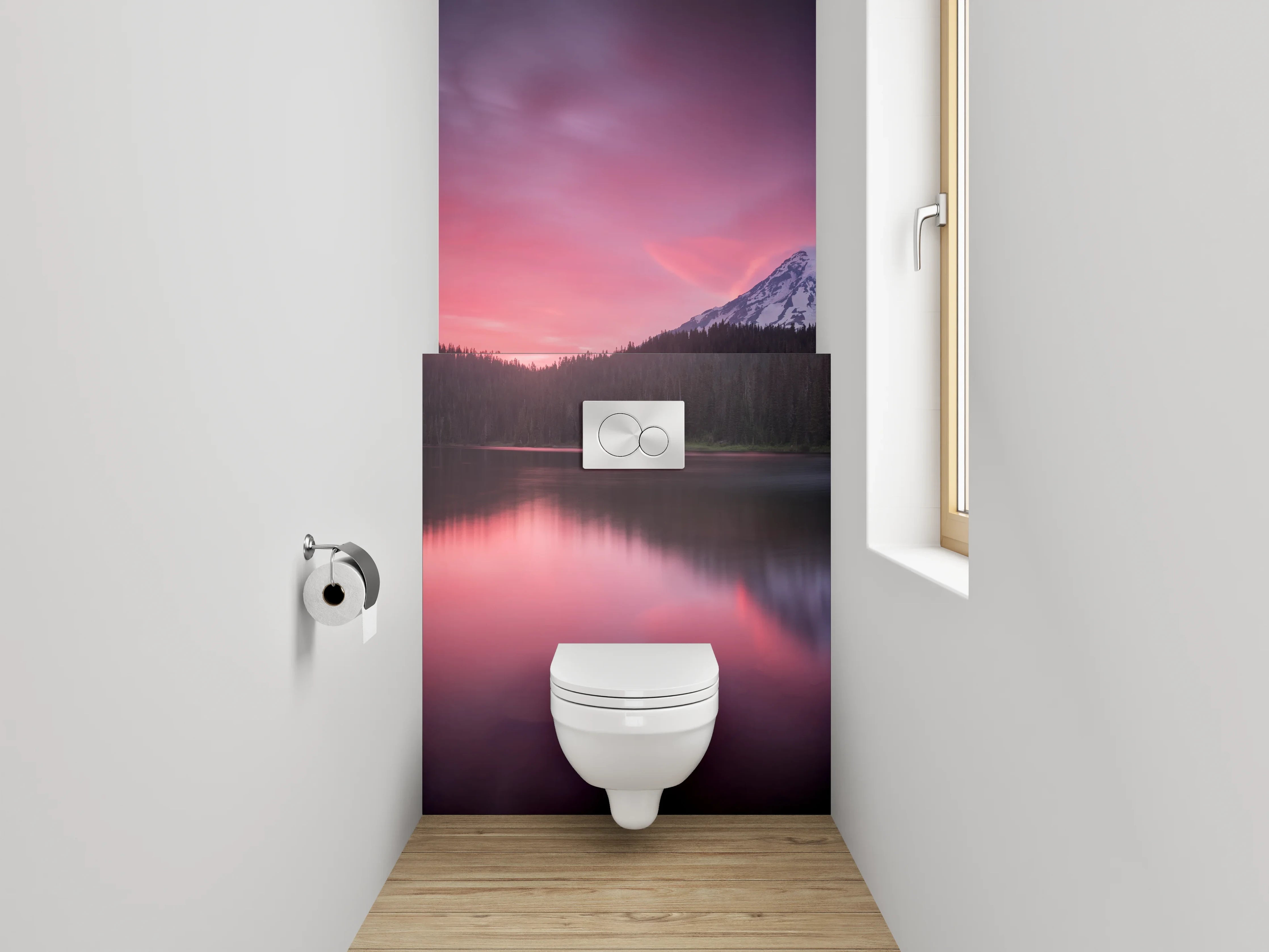 WC-Rückwand - Grauschimmer im Abendlicht am See