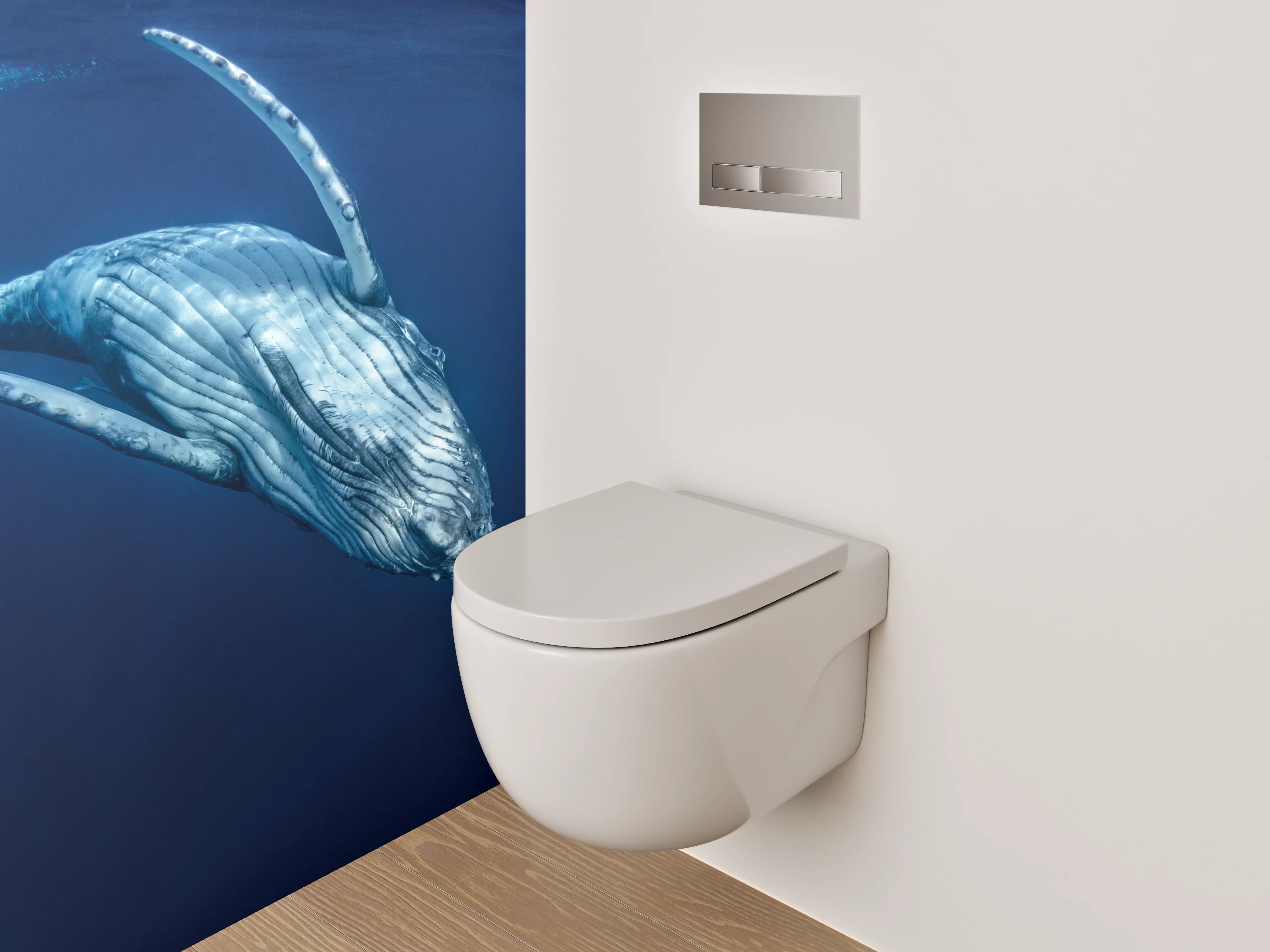 WC-Rückwand - Grauschimmer im Blau: Walgesang