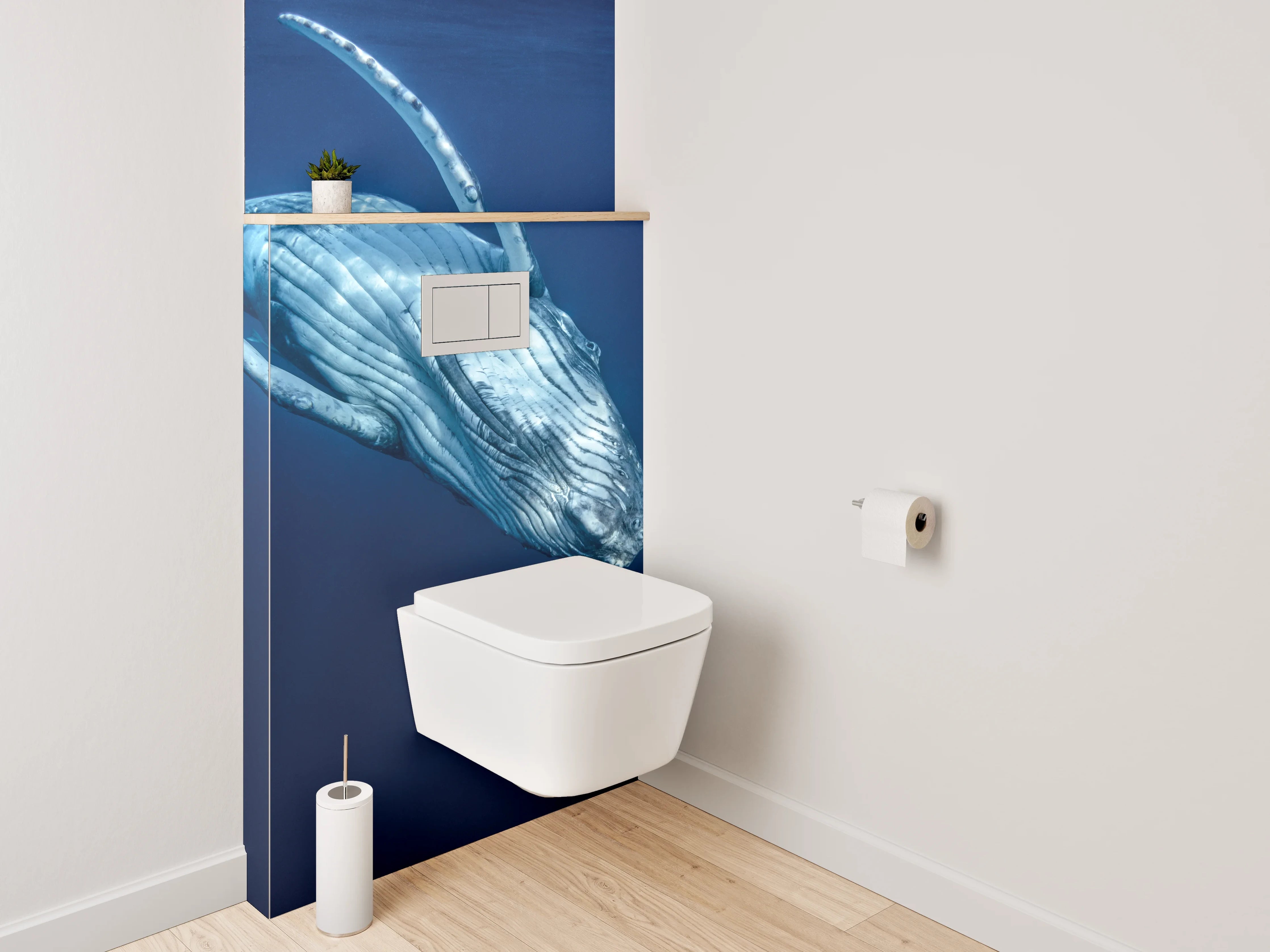 WC-Rückwand - Grauschimmer im Blau: Walgesang