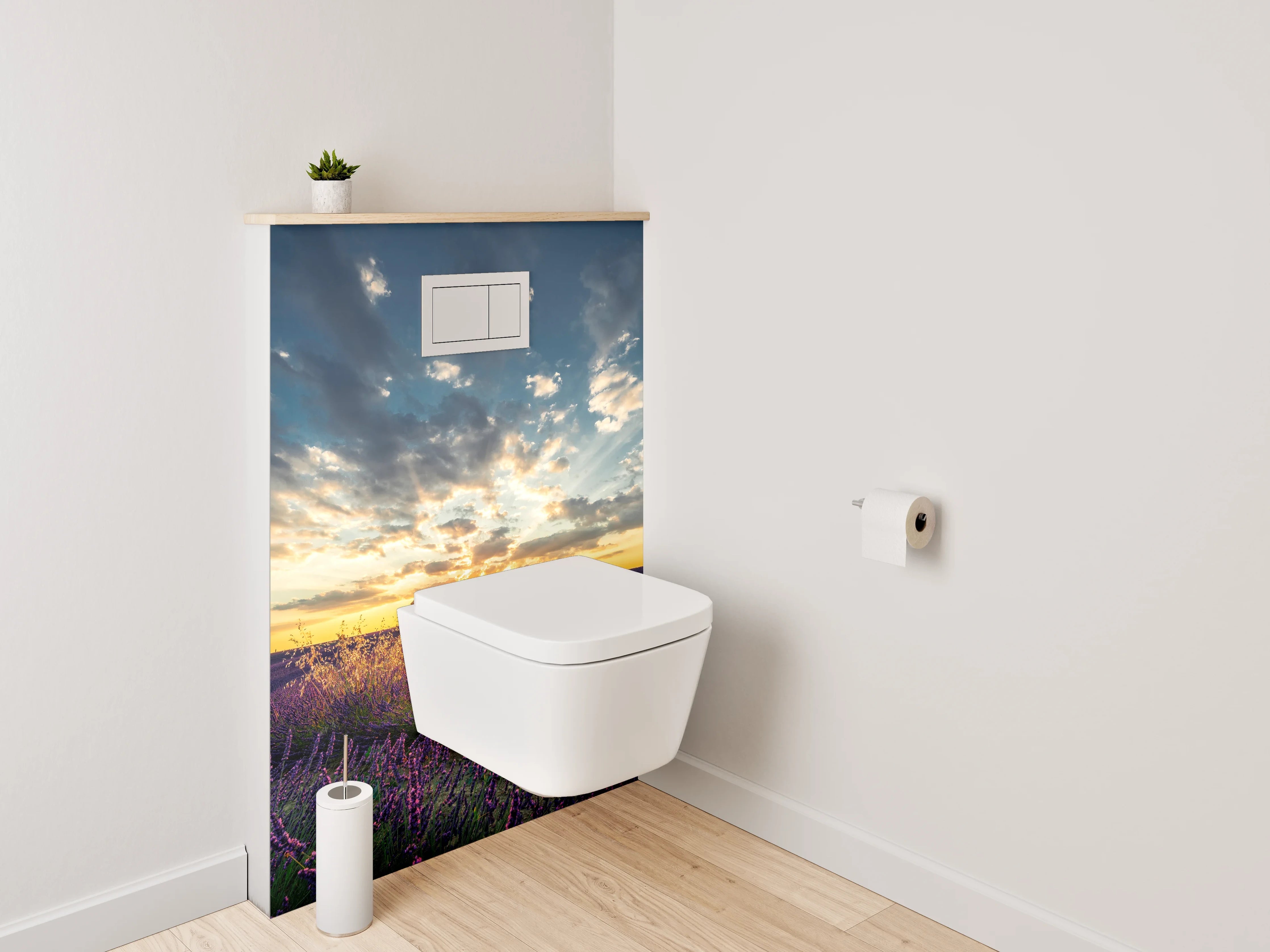 WC-Rückwand - Grauschimmer im Lavendelabend