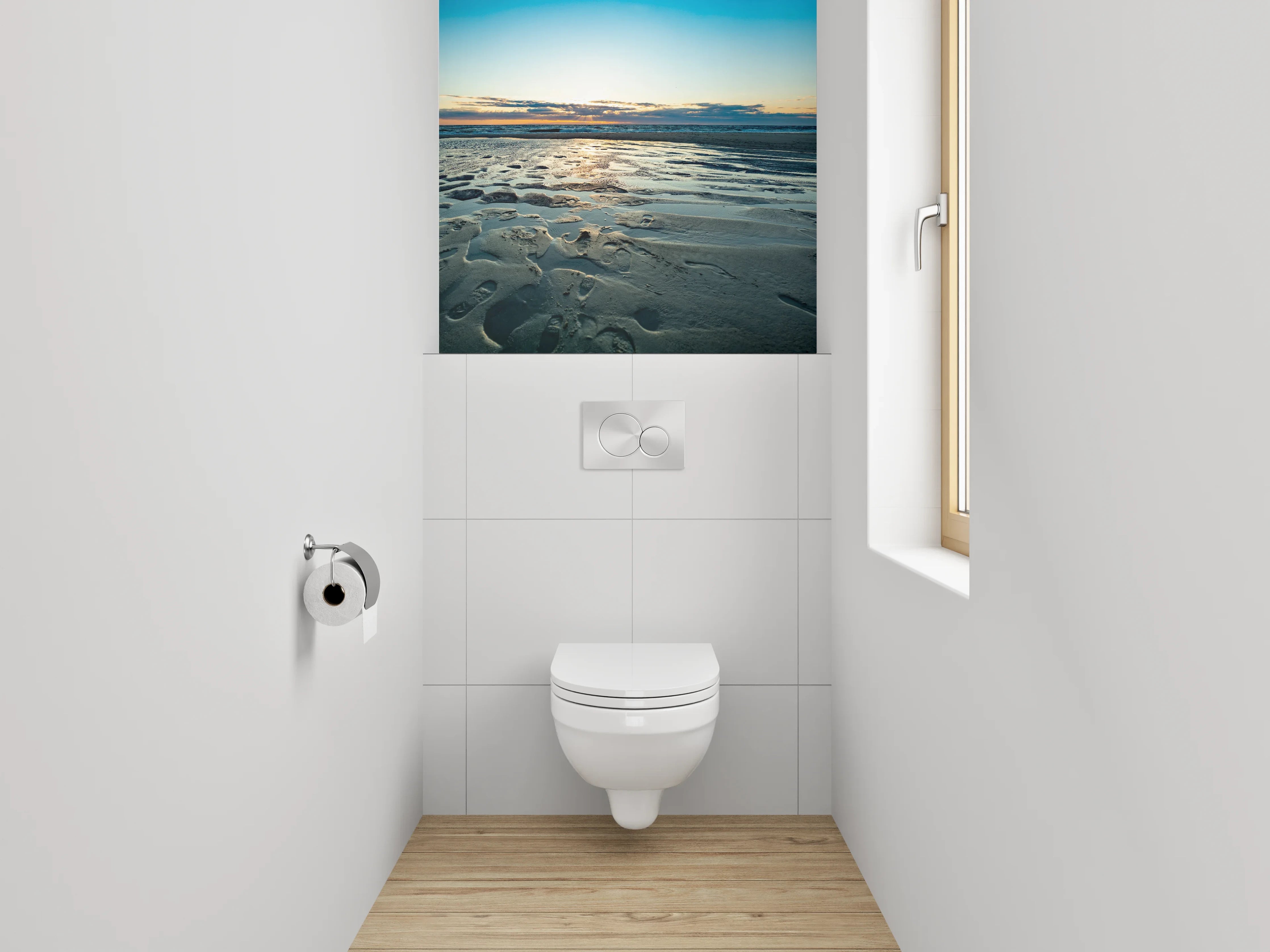 WC-Rückwand - Grauschimmer im Licht des Abends